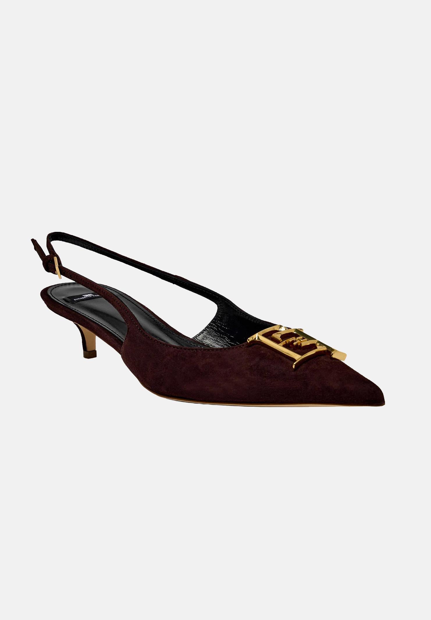 ELISABETTA FRANCHI Slingback realizzate in suede cacao da donna SA17L61E2 644 ELISABETTA FRANCHI