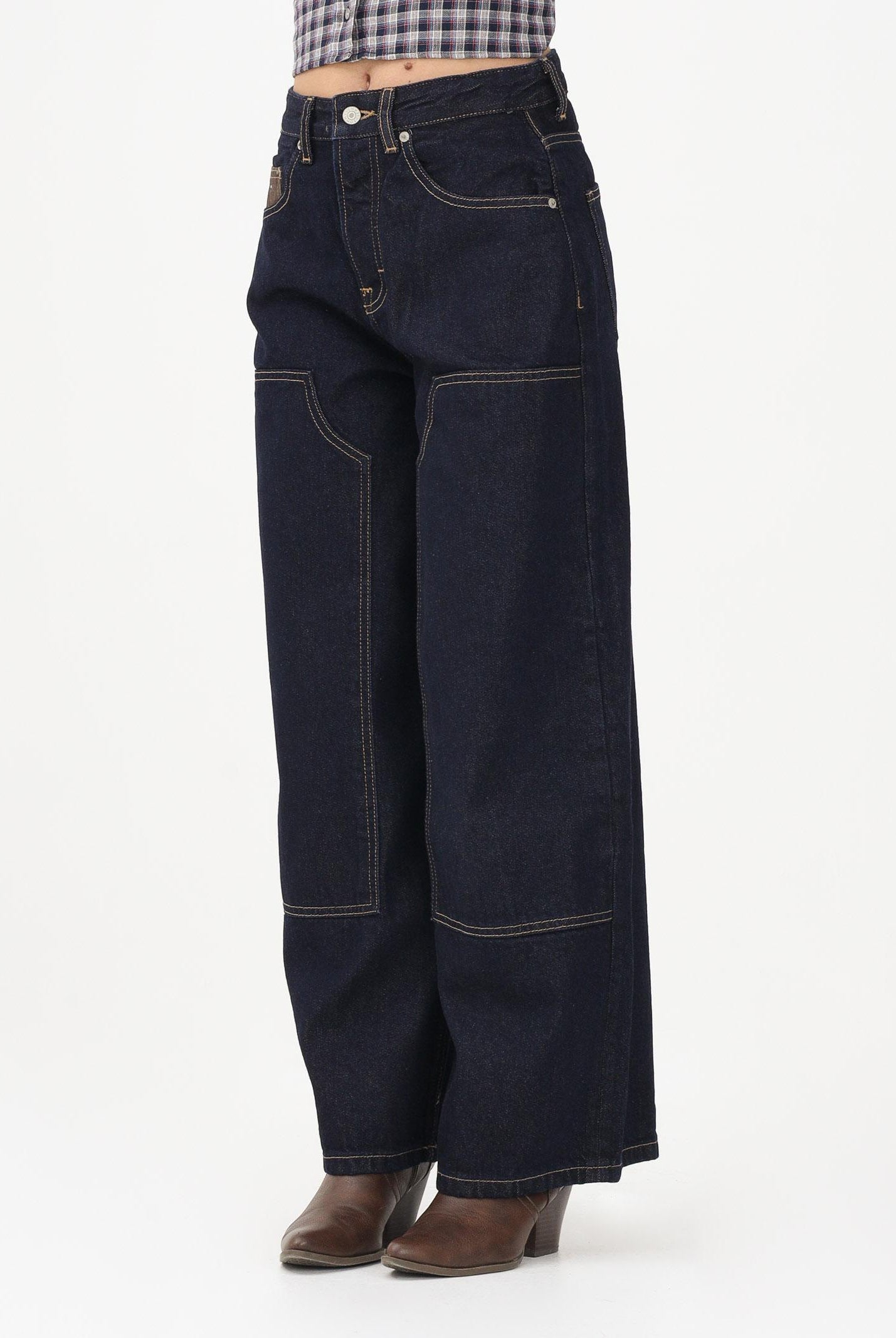 TOMMY JEANS Jeans in denim scuro da donna dal taglio wide leg DW0DW22550 1BK TOMMY JEANS