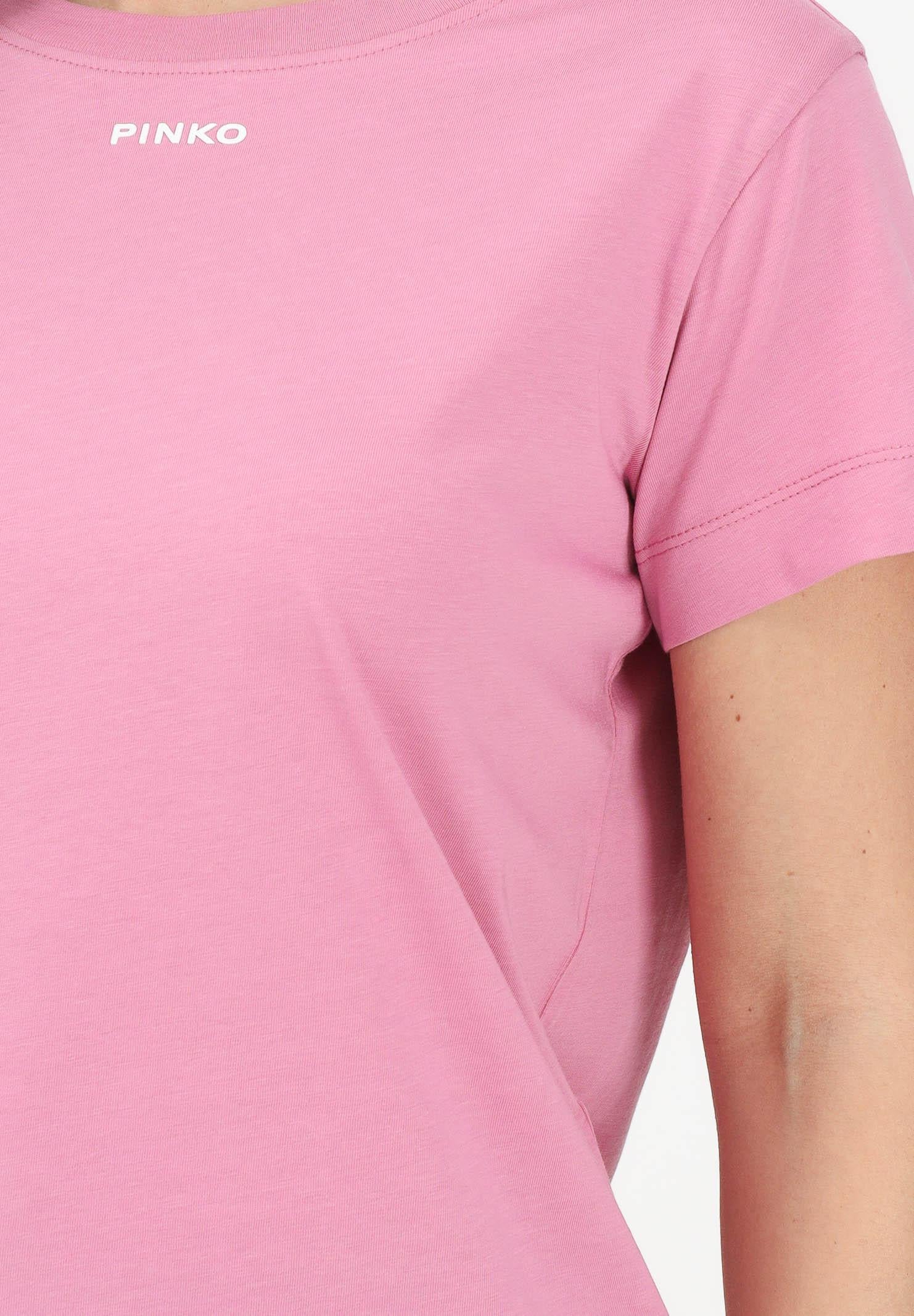 PINKO T-shirt a manica corta rosa da donna con logo 100373A34F Q48 PINKO