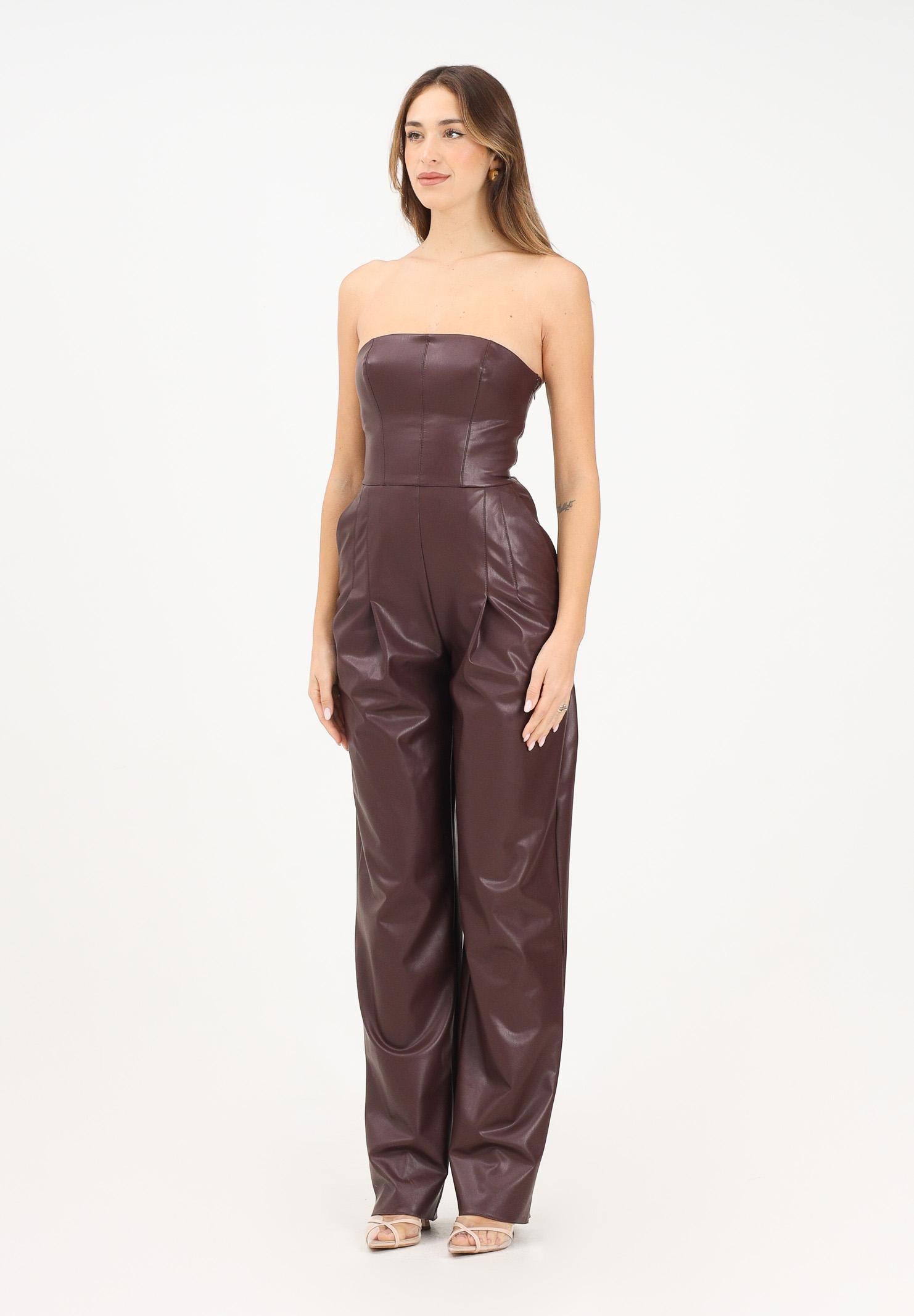 ELISABETTA FRANCHI Tuta bordeaux da donna realizzata in materiale sintetico effetto pelle TU06858E2 EA4 ELISABETTA FRANCHI