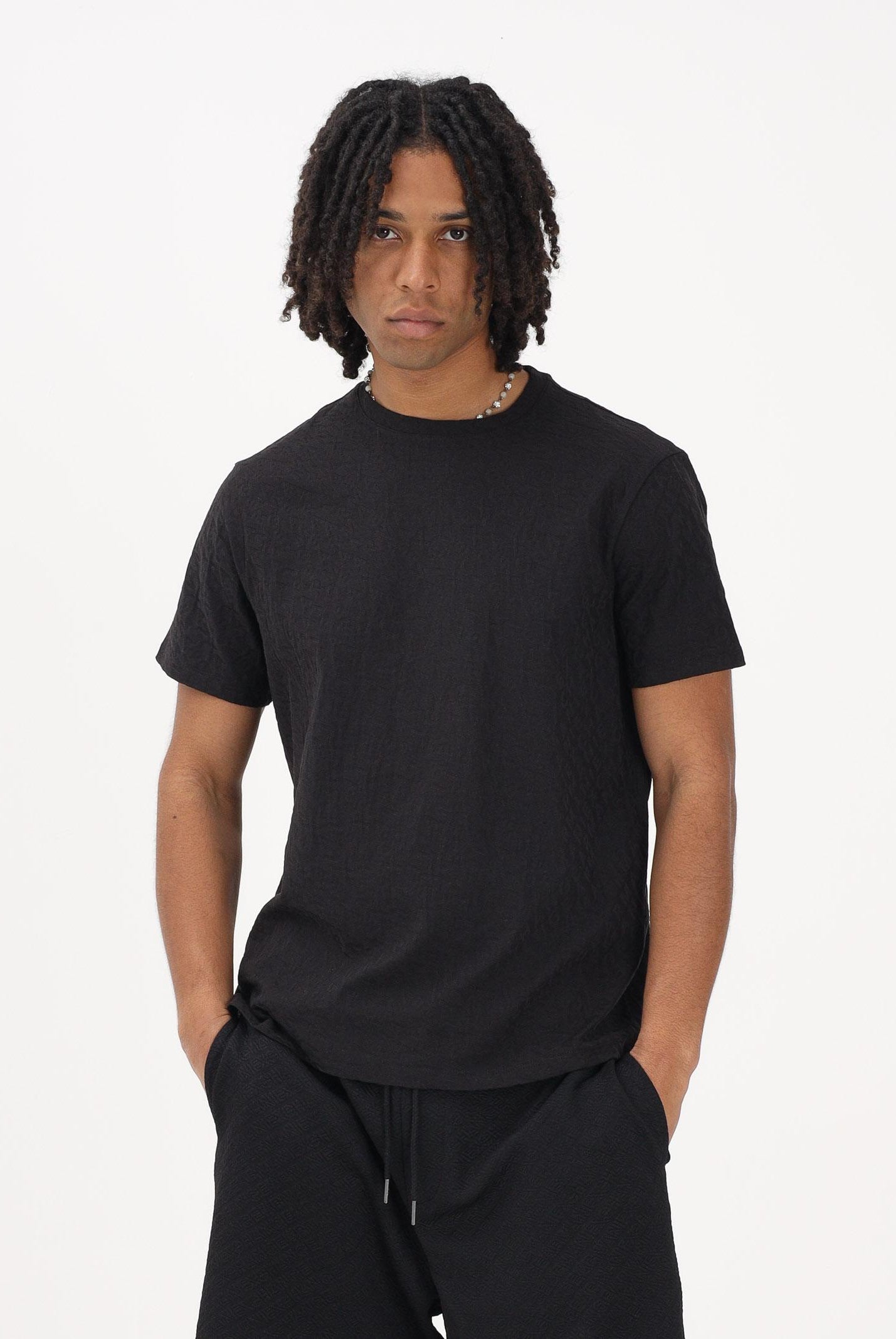 ARMANI EXCHANGE T-shirt a manica corta nera da uomo con texture tono su tono XM002821AF10337 UC001 ARMANI EXCHANGE