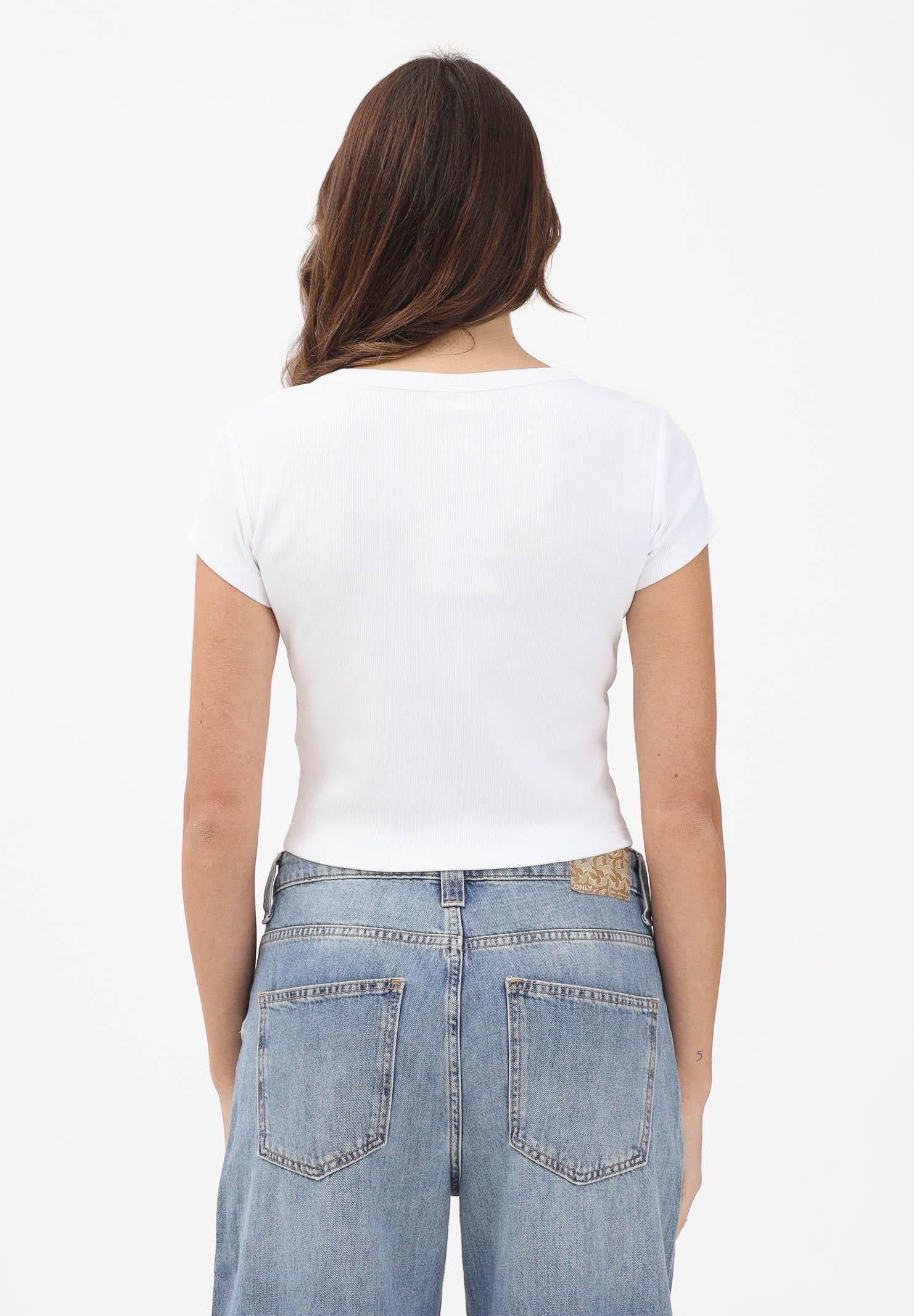 CALVIN KLEIN JEANS T-shirt a manica corta bianca da donna con logo LV047C200GYAA . CALVIN KLEIN JEANS