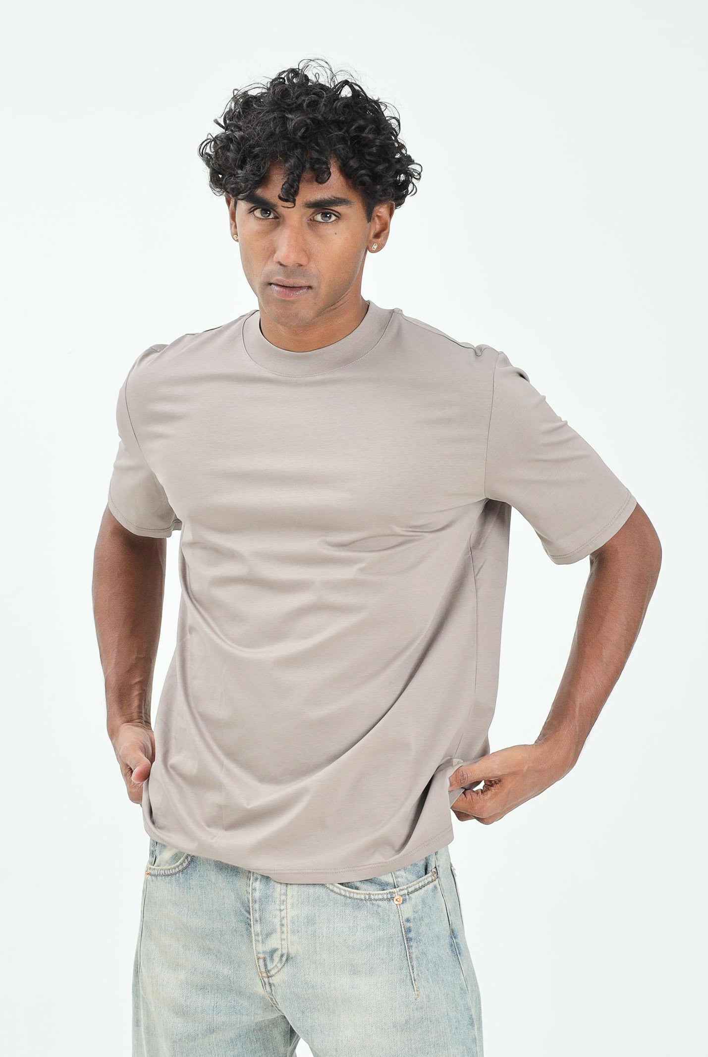 YES LONDON T-shirt a manica corta beige da uomo XM4235 TE YES LONDON