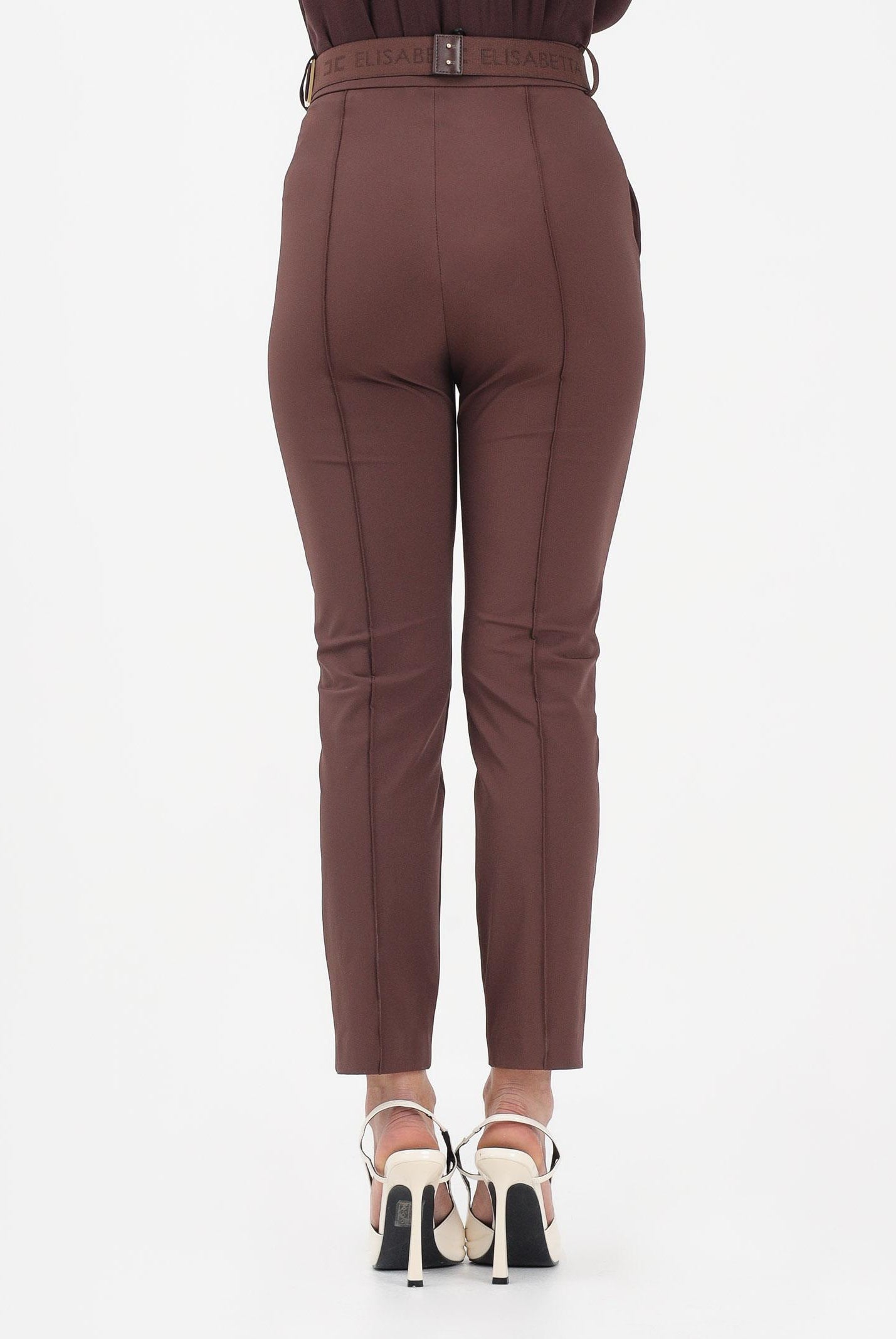 ELISABETTA FRANCHI Pantalone elegante marrone da donna con cintura PA13261E2 644 ELISABETTA FRANCHI
