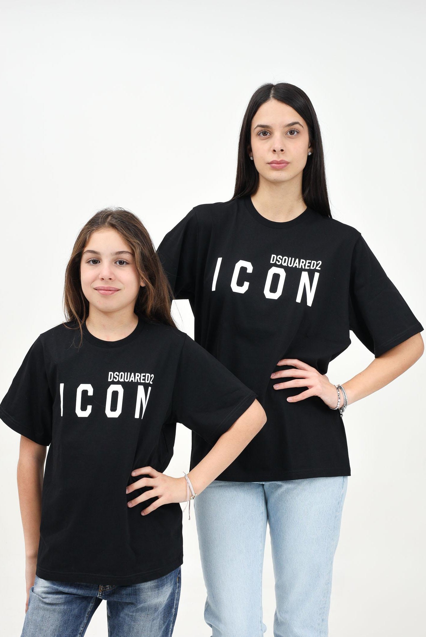 DSQUARED2 T-shirt a manica corta nera per donna e bambina con stampa logo DQ2668D004G DQ900 DSQUARED2