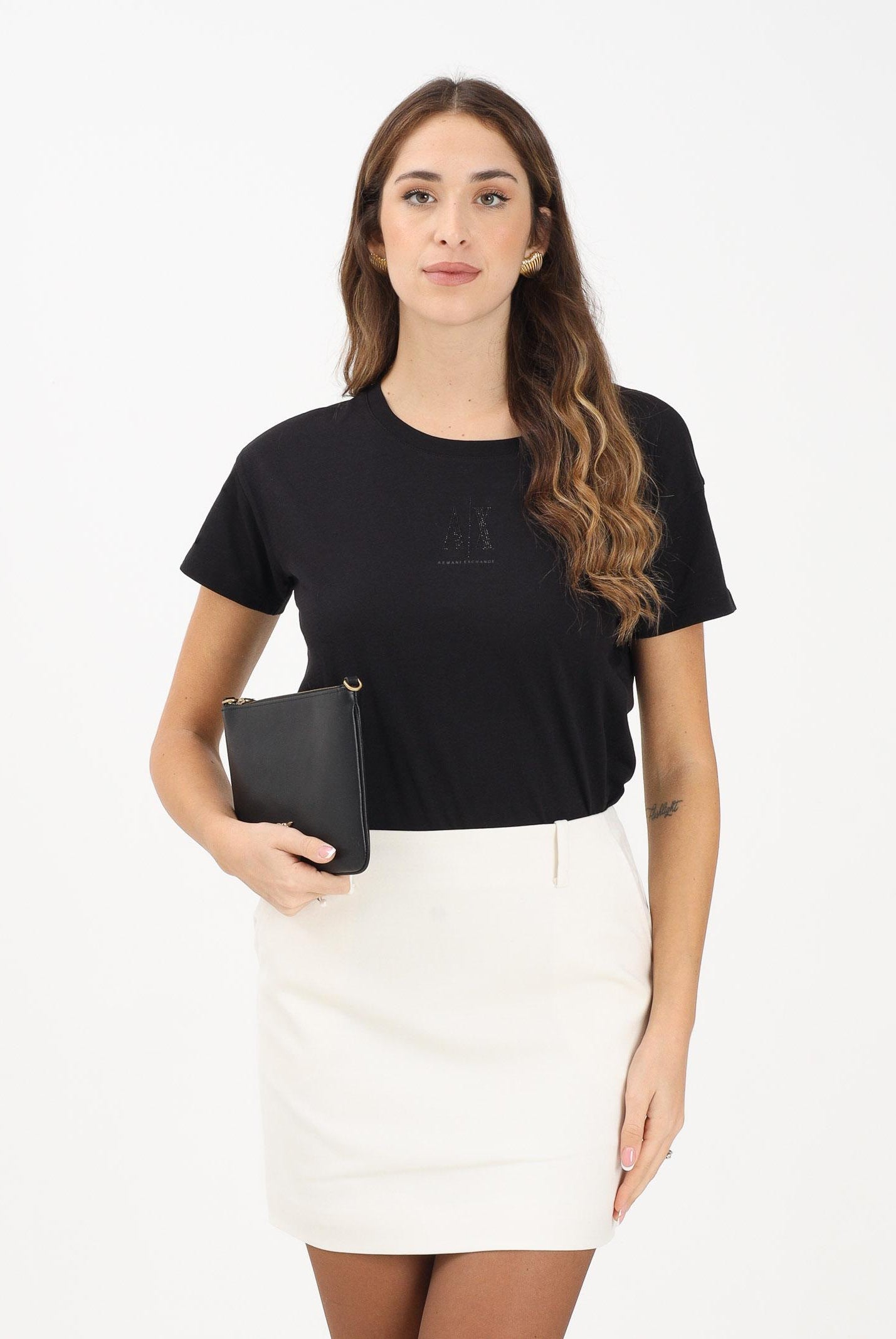 ARMANI EXCHANGE T-shirt a manica corta nera da donna con logo XW000830AF10356 UC001 ARMANI EXCHANGE