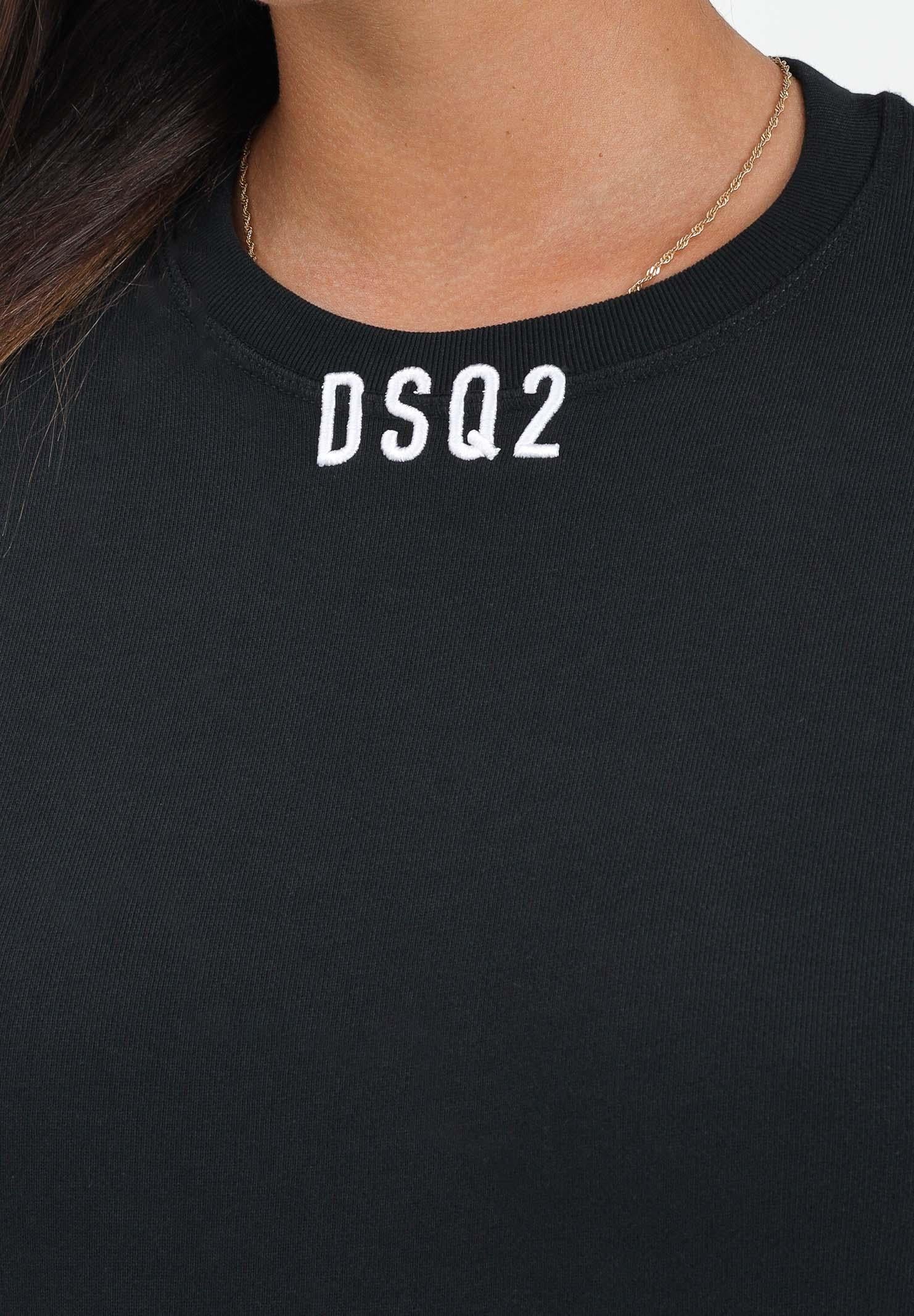 DSQUARED2 Felpa girocollo nera per donna, ragazze e bambine con logo DSQ2 DQ3017D0AEY DQ900 DSQUARED2