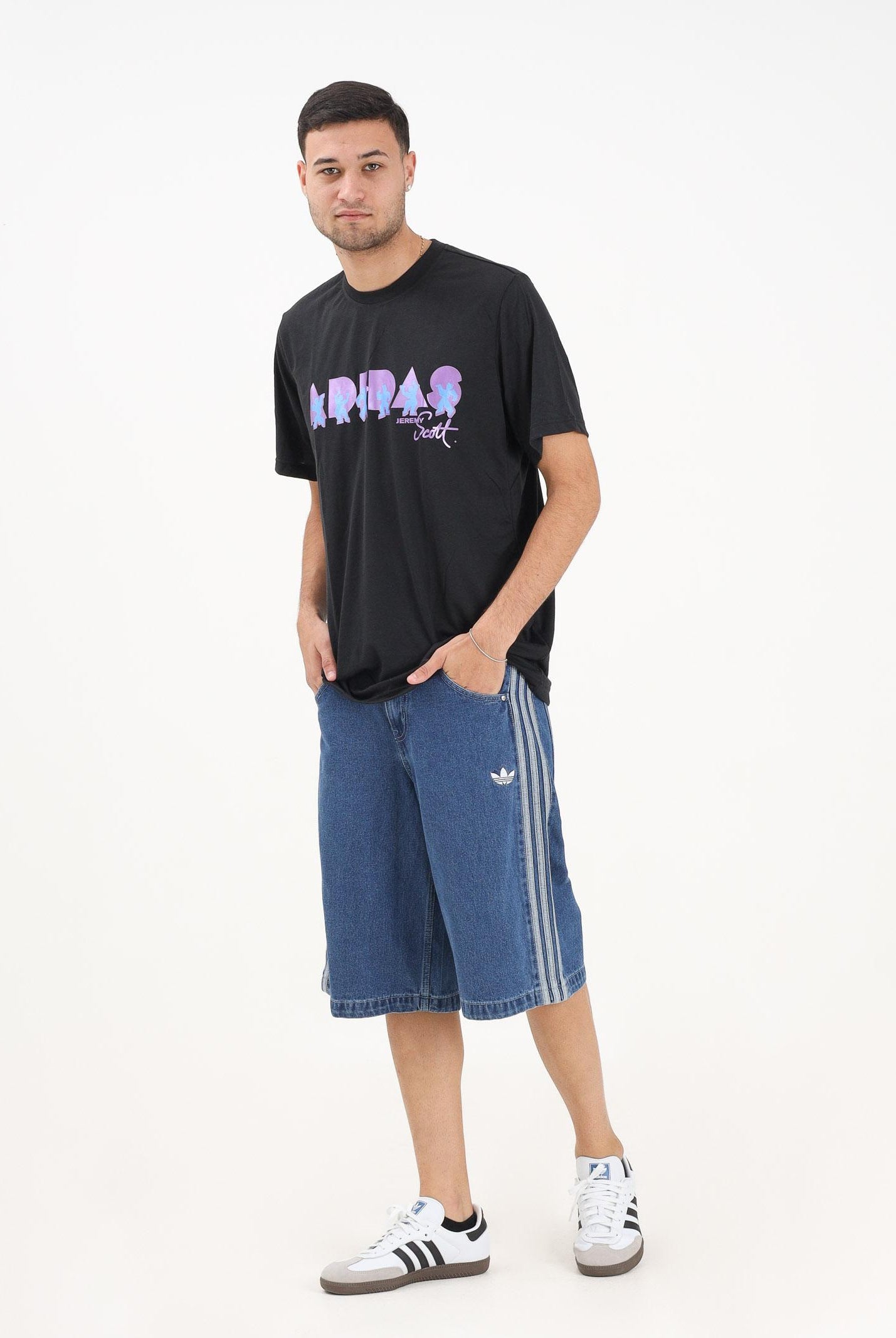 ADIDAS ORIGINALS Shorts Adicolor Denim Firebird in denim medio da uomo JC6235 ADIDAS ORIGINALS