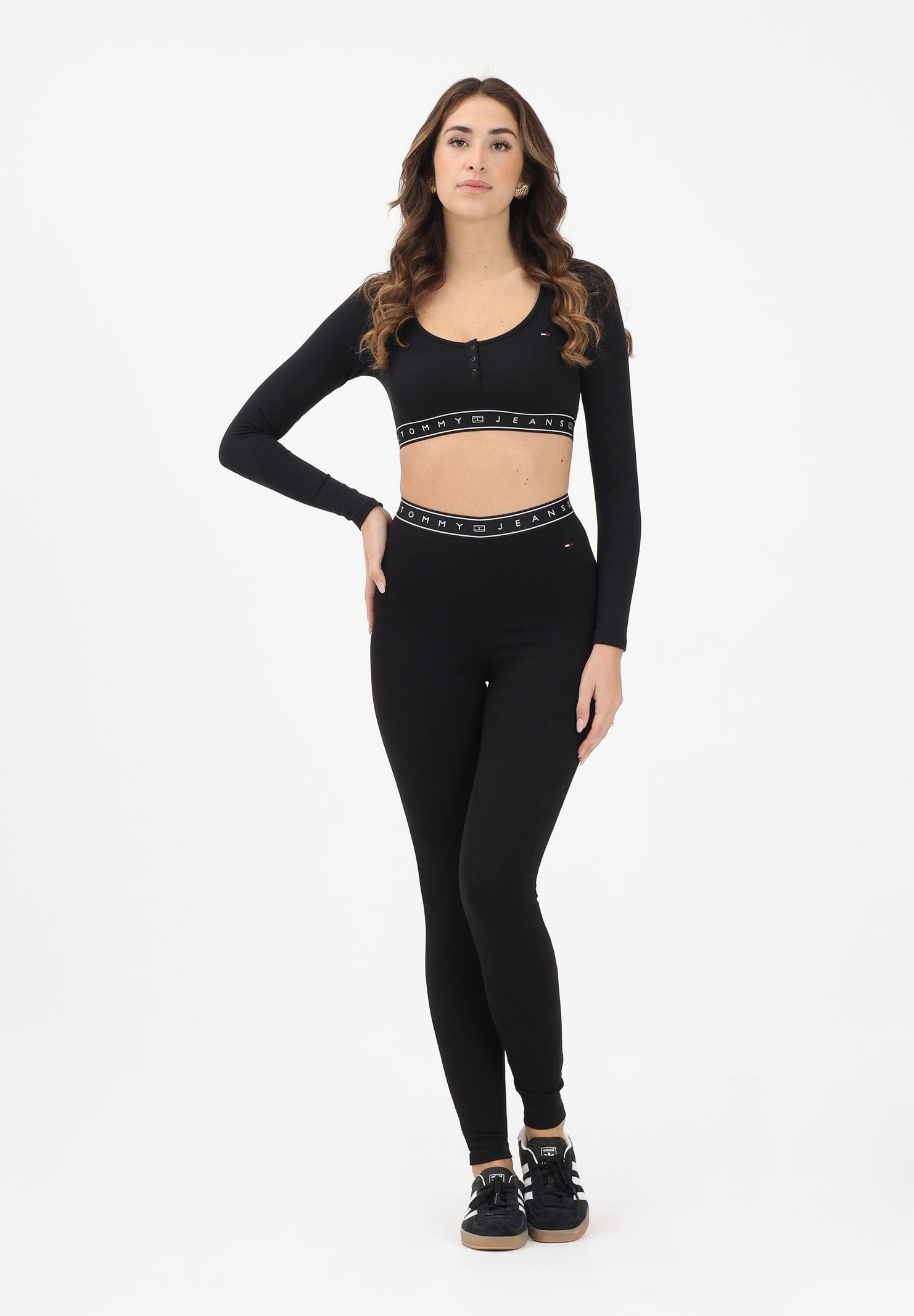 TOMMY JEANS Leggings nero da donna con elastico logato DW0DW22554 BDS TOMMY JEANS