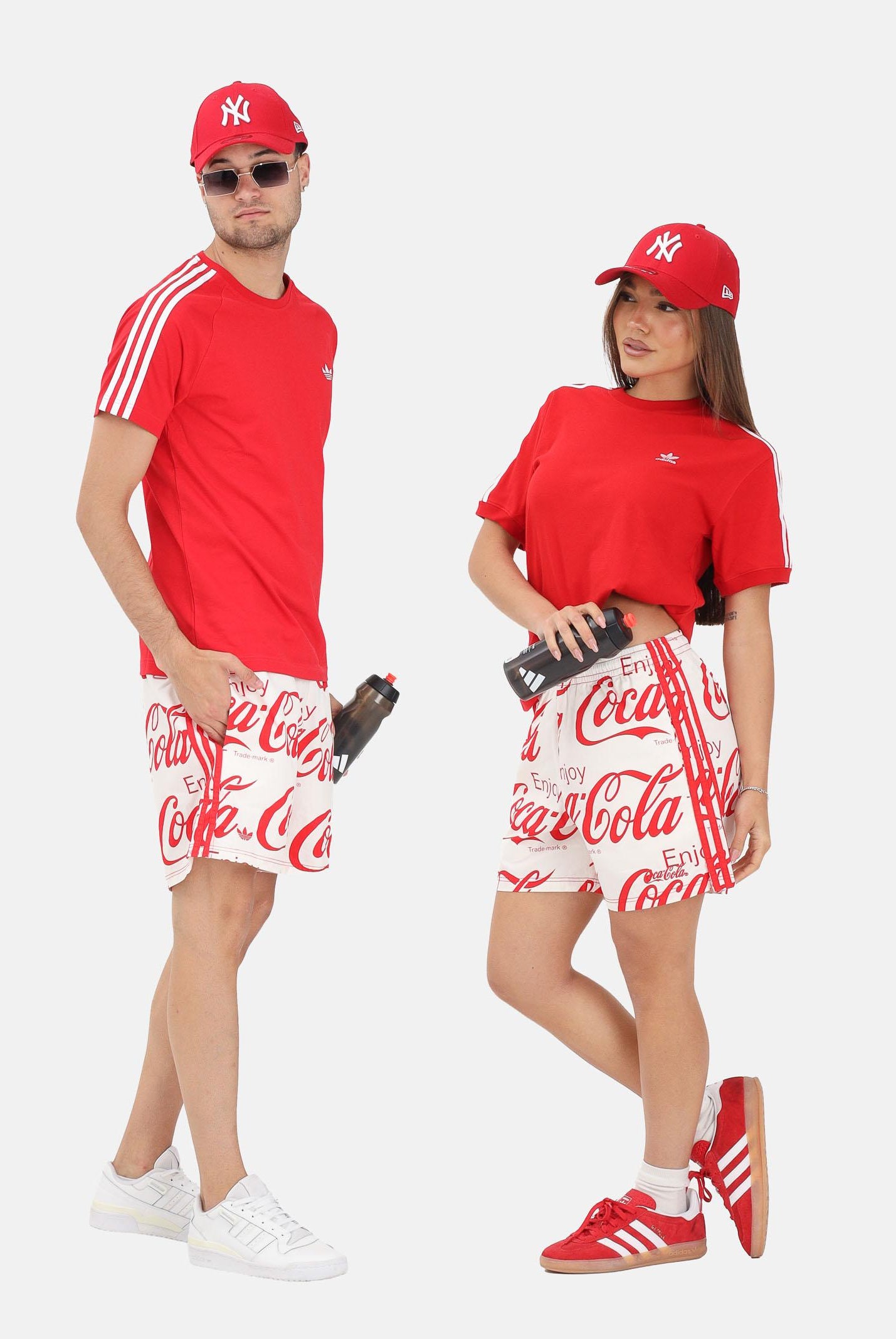 ADIDAS ORIGINALS shorts sportiv iCoca-Cola White bianco e rosso da uomo e donna KY2113 . ADIDAS ORIGINALS