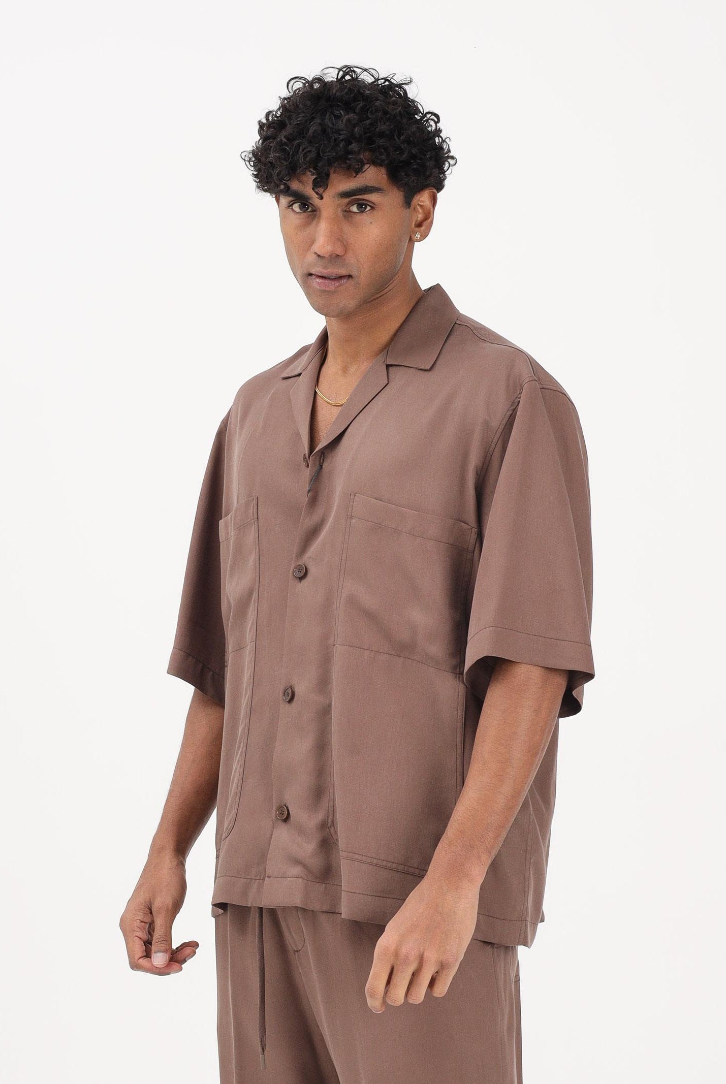I'M BRIAN Camicia a manica corta marrone da uomo CA3626 020 I'M BRIAN