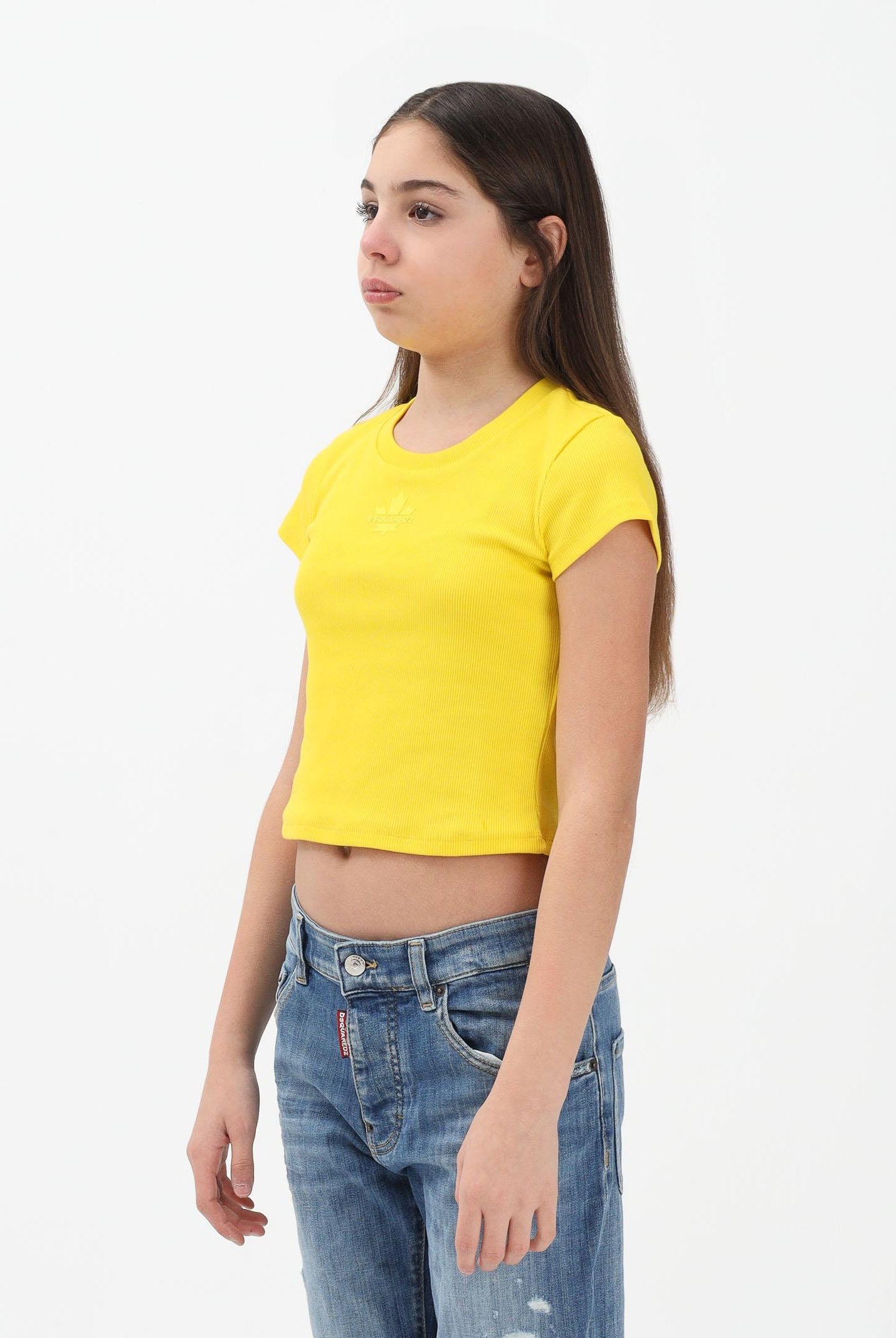 DSQUARED2 T-shirt a manica corta gialla per donna, ragazze e bambine con logo DQ3160D0AGG DQ220 DSQUARED2