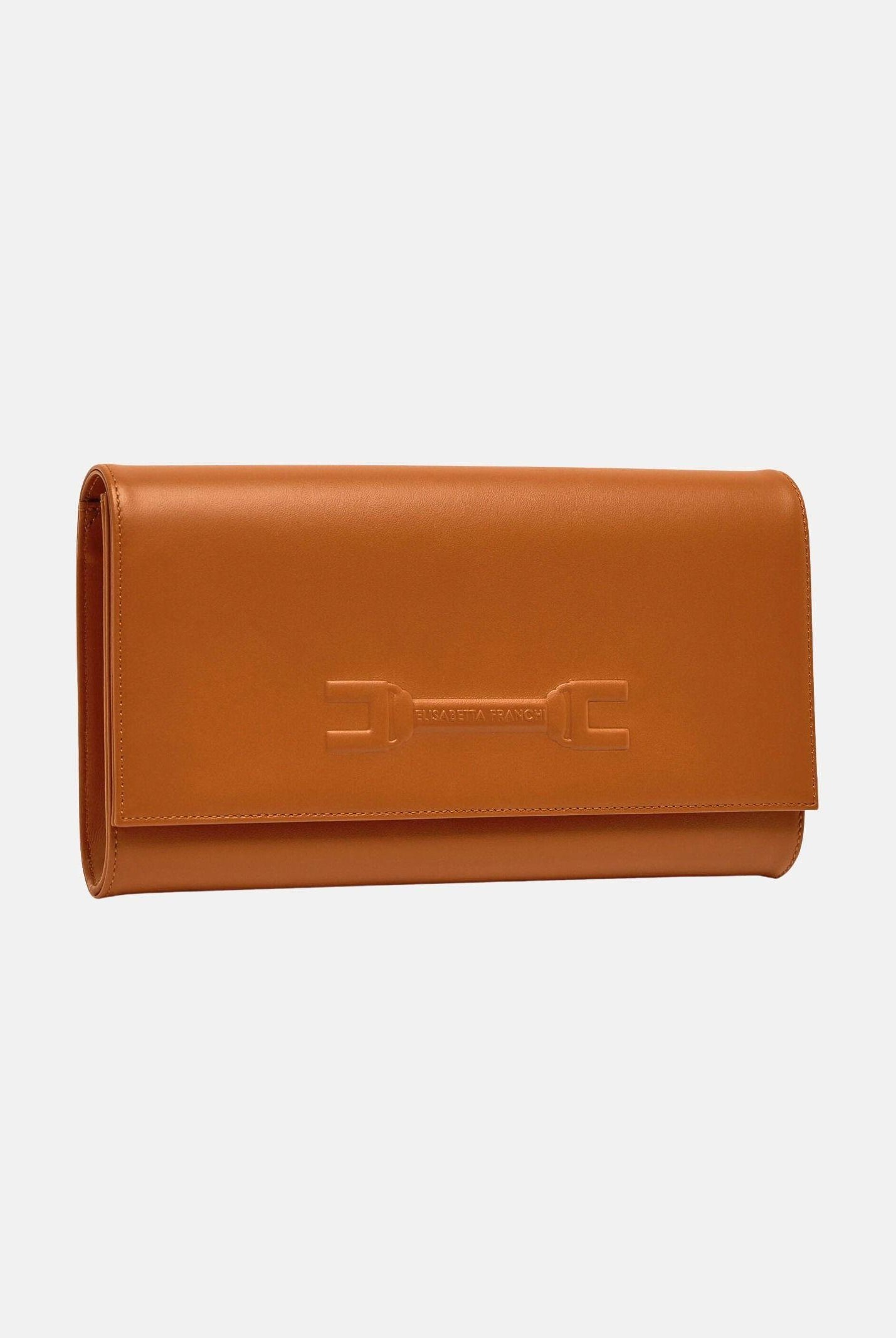 ELISABETTA FRANCHI Pochette cognac da donna realizzata in vera pelle BS99A61E2 027 ELISABETTA FRANCHI