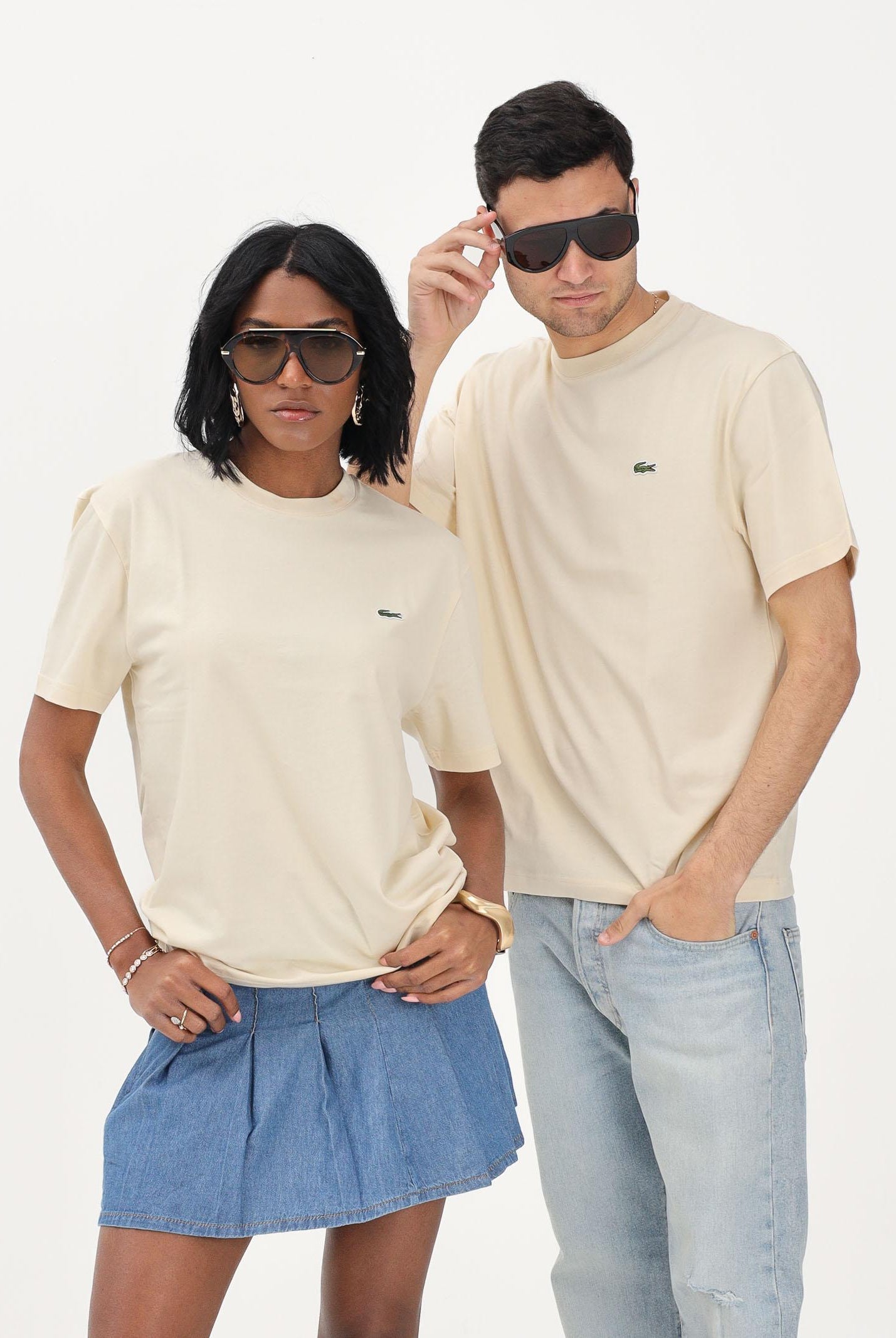 LACOSTE T-shirt a manica corta beige per uomo e donna con logo TH7318 056 LACOSTE