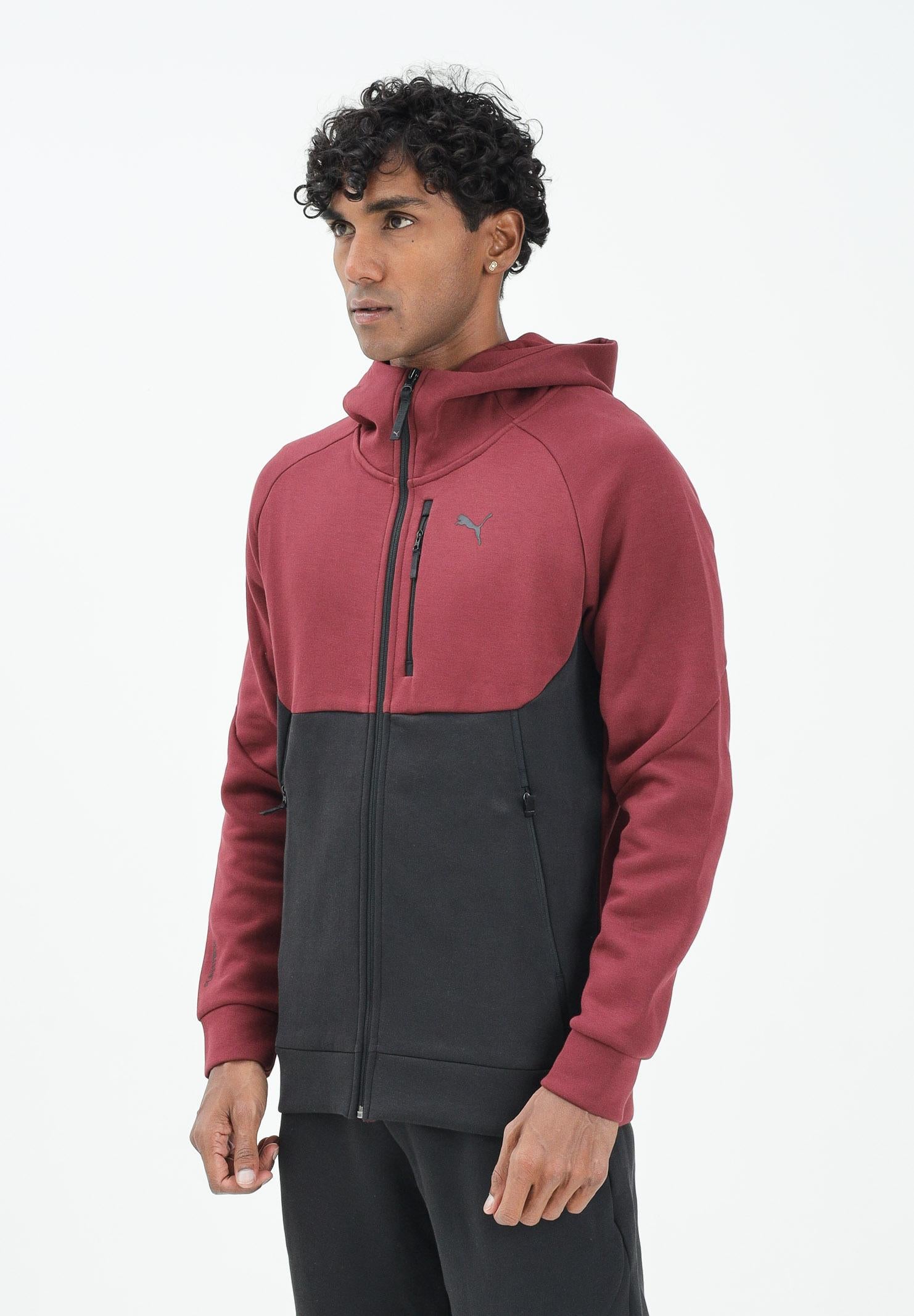 PUMA Felpa con zip PUMATECH bordeaux da uomo 629674 96 PUMA