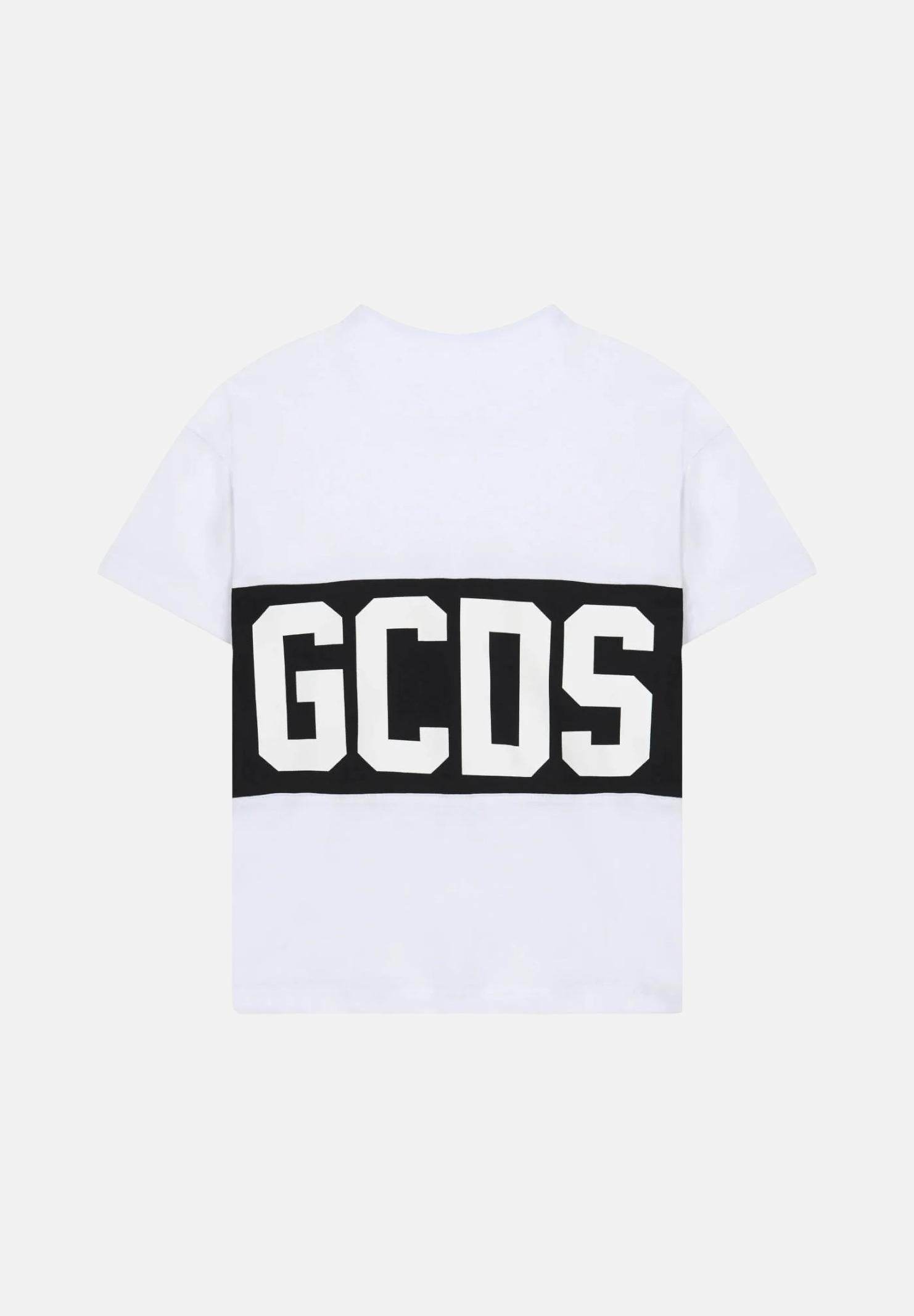 GCDS T-shirt a manica corta nera per donna, ragazzi e bambini con stampa logo Z0UJQC585J105 157B GCDS