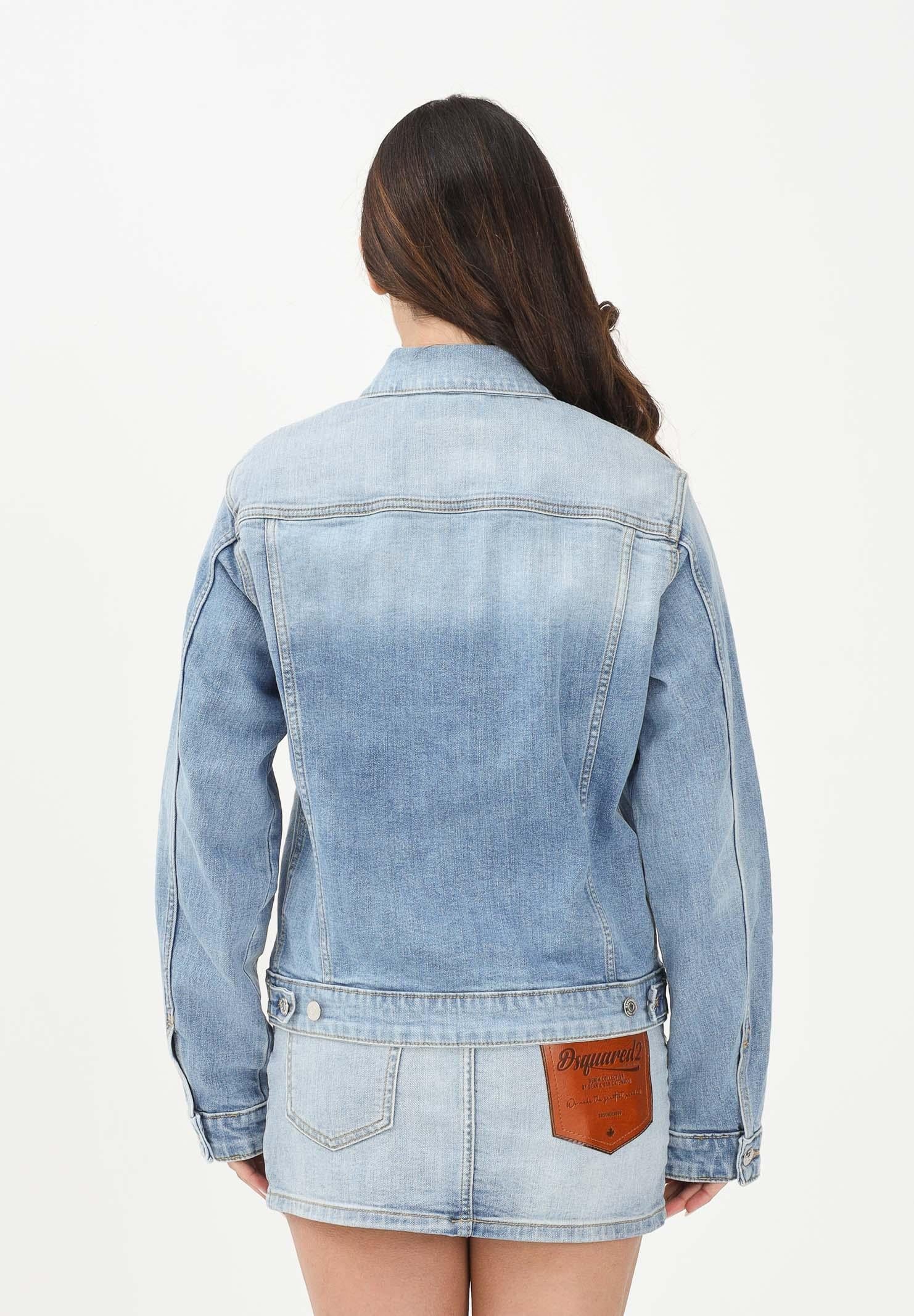 DSQUARED2 Giubbotto di jeans in denim chiaro per donna, ragazzi e bambini con logo DQ3240D0AF3 DQ01 DSQUARED2