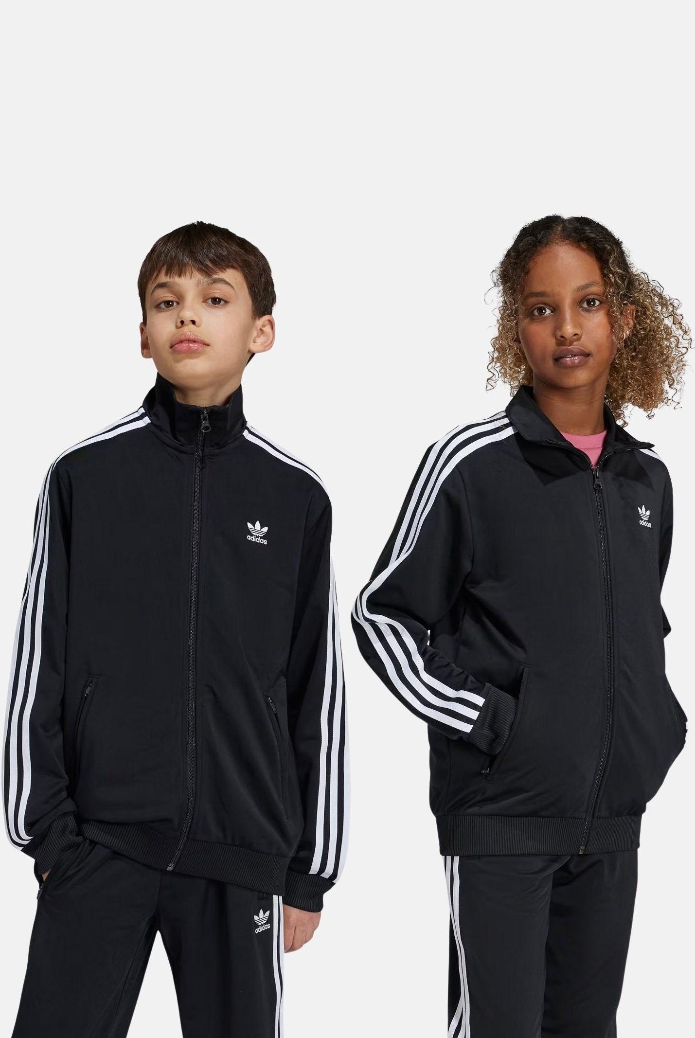 ADIDAS ORIGINALS Felpa con zip FIREBIRD LOOSE nera per bambino e bambina KE0892 . ADIDAS ORIGINALS