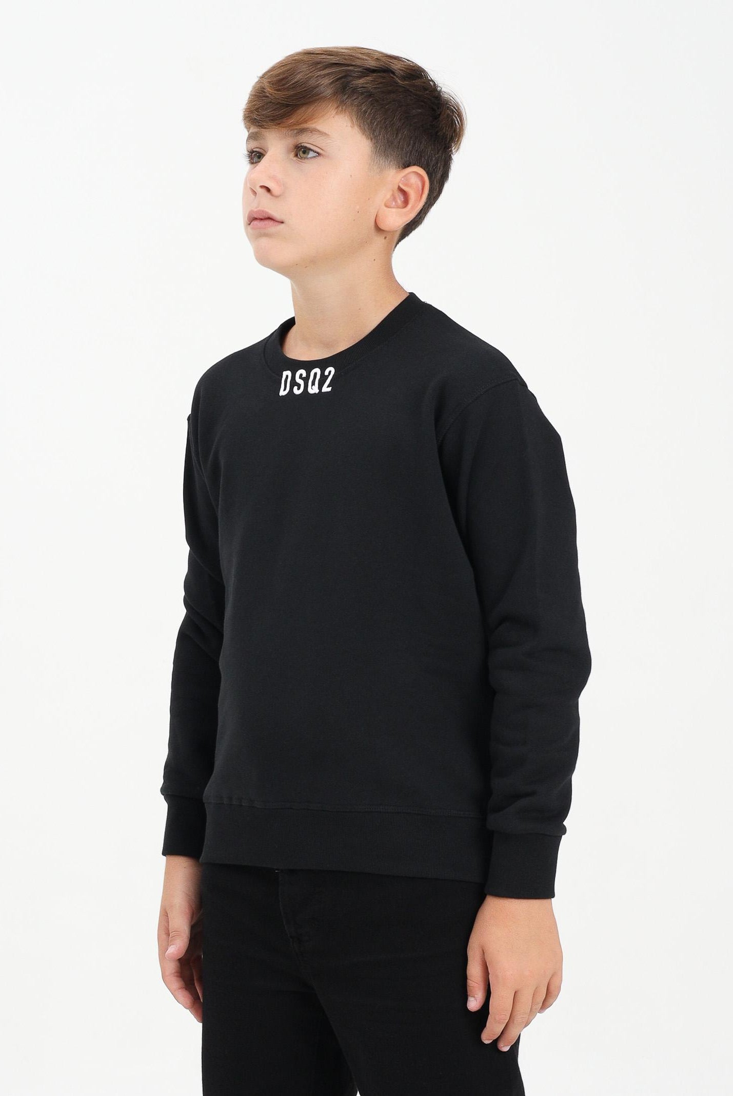 DSQUARED2 Felpa girocollo nera per donna, ragazze e bambine con logo DSQ2 DQ3017D0AEY DQ900 DSQUARED2