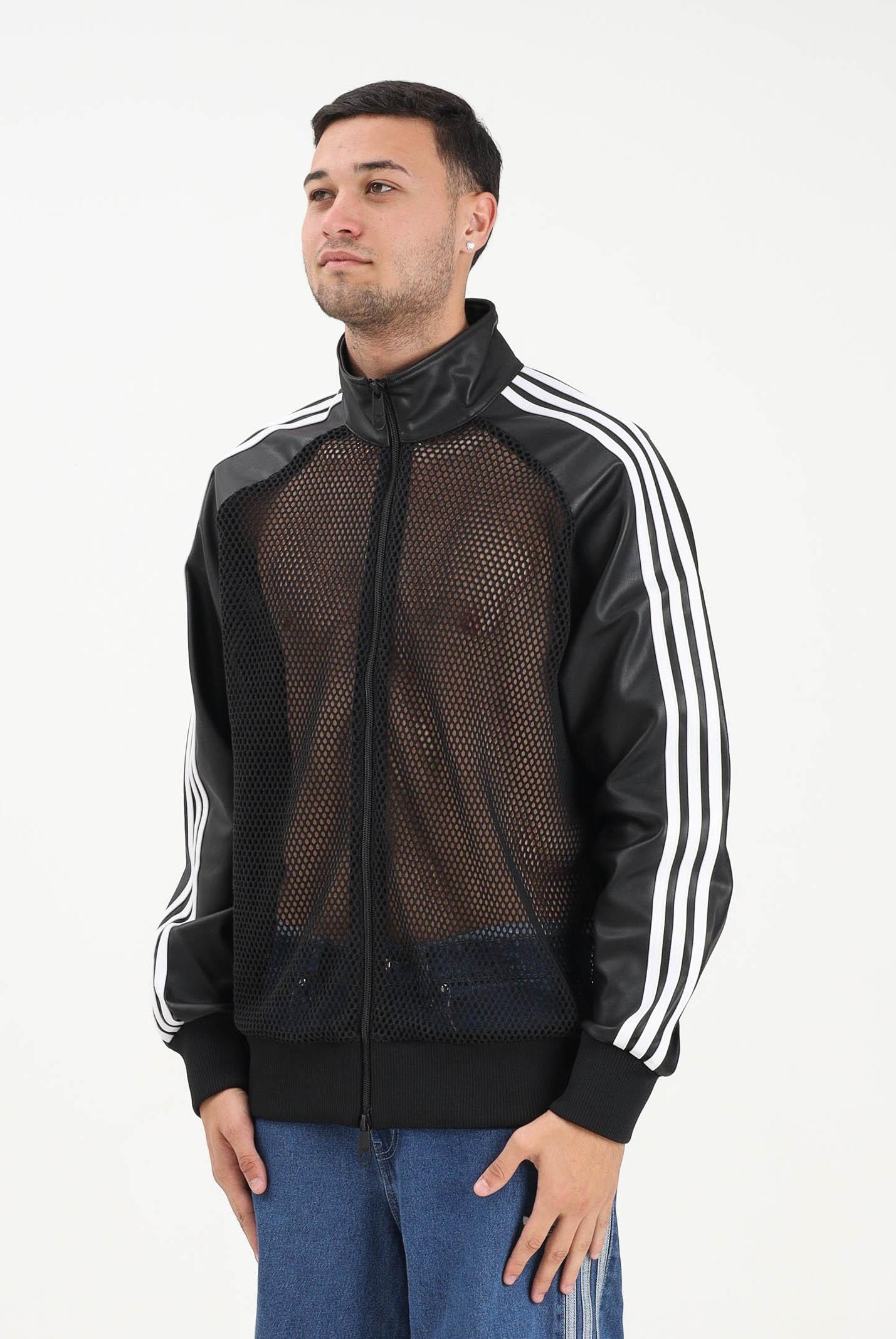 ADIDAS ORIGINALS Felpa con zip adidas x Jeremy Scott Pride in ecopelle nera da uomo JY2016 ADIDAS ORIGINALS