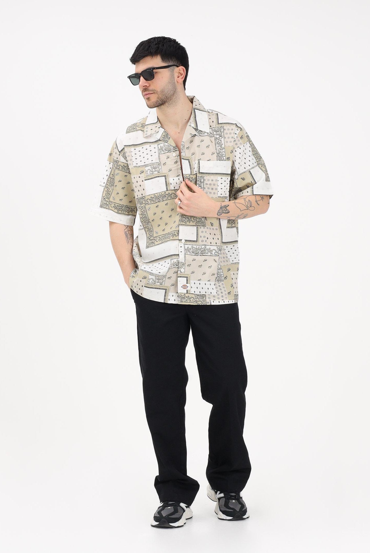 DICKIES Camicia a manica corta Glandorf panna e beige da uomo DK0A889TC481 . DIckies