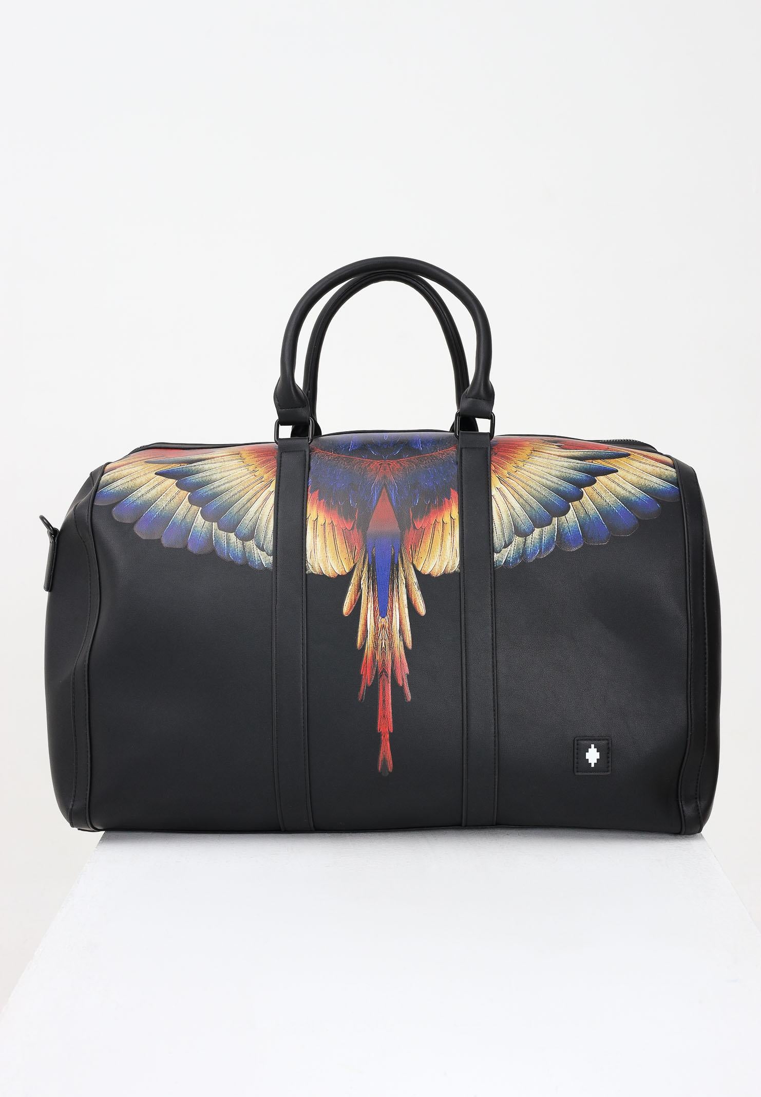 MARCELO BURLON COUNTY OF MILAN Borsone nero per uomo e donna con stampa COMAF250130 . MARCELO BURLON COUNTY OF MILAN