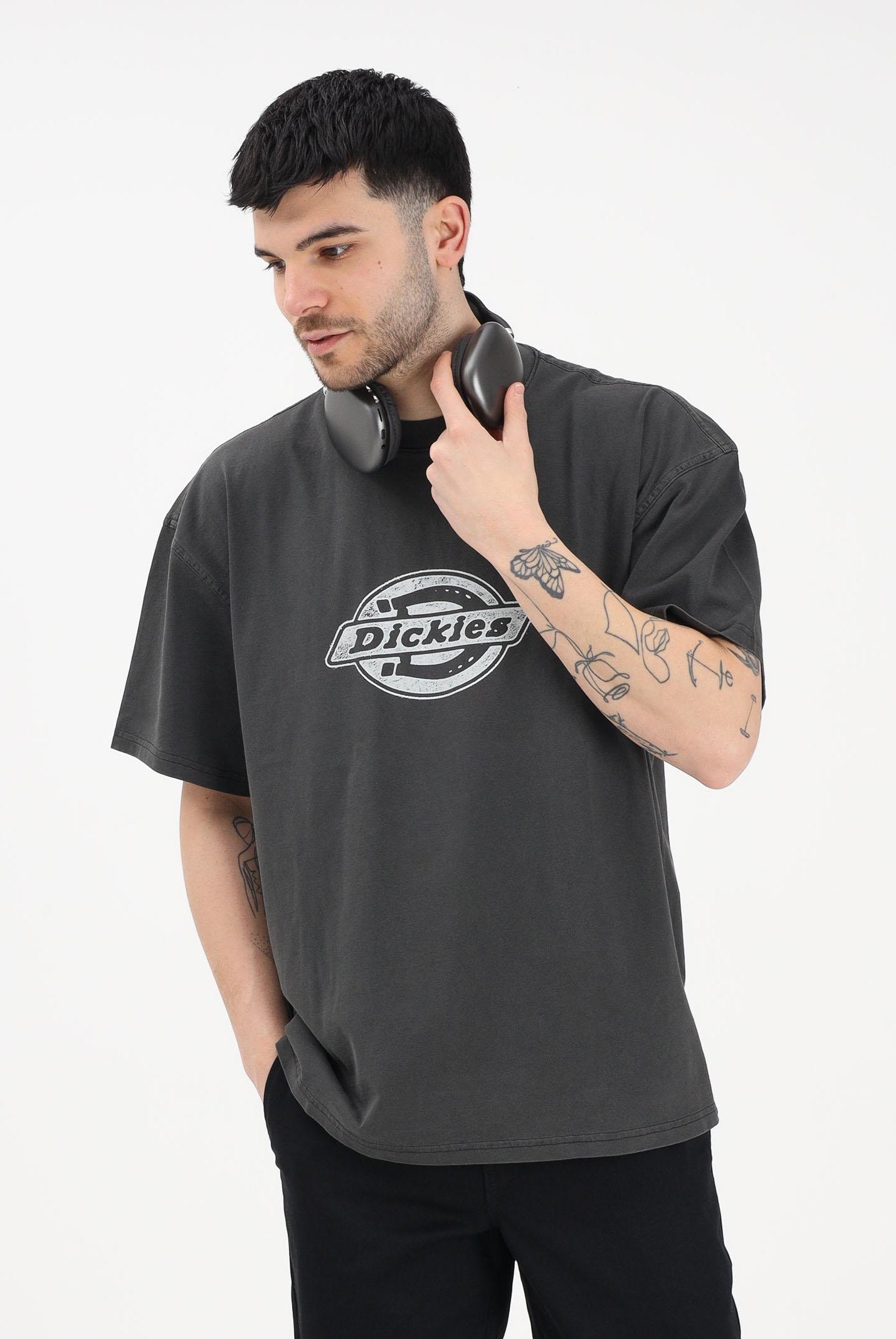 DICKIES T-shirt a manica corta Plainville grigia da uomo DK0A88GNBLK1 . DIckies