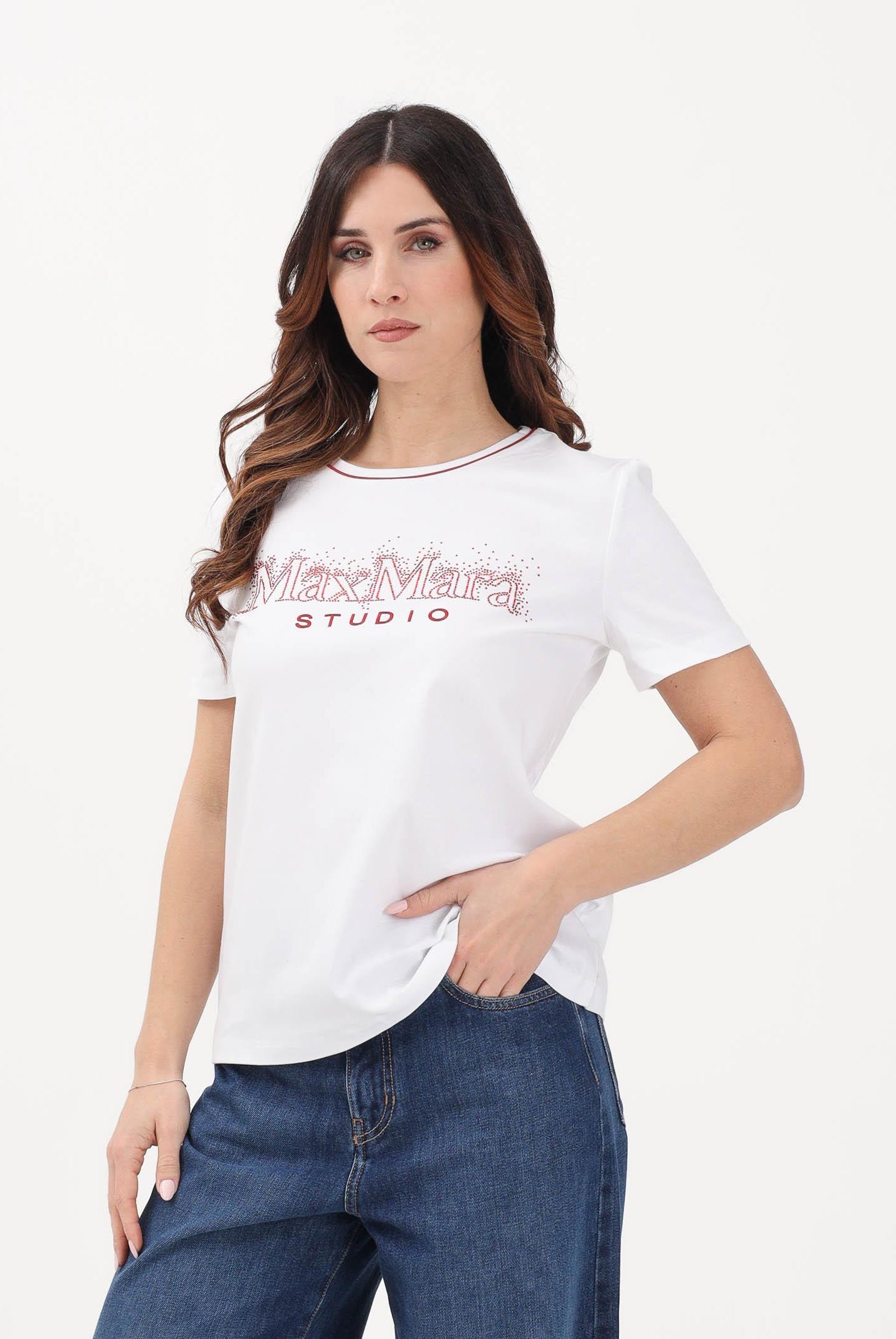 MAX MARA T-shirt a manica corta bianca da donna con logo 2616971011600 001 MAX MARA