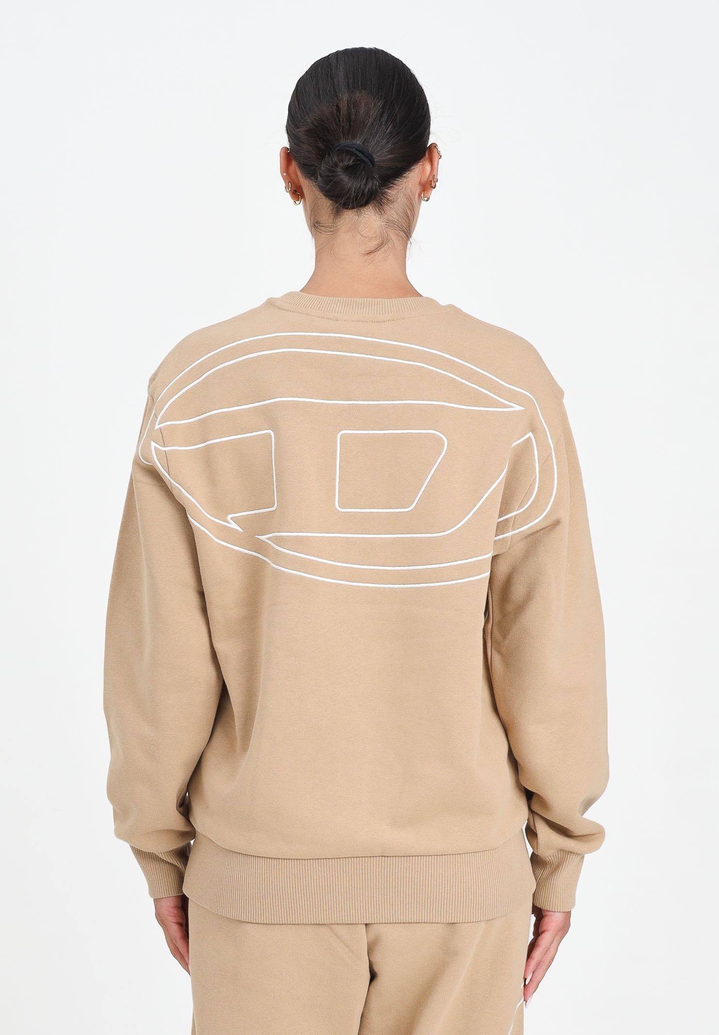 DIESEL Felpa girocollo beige per donna, ragazzi e bambini con maxi ricamo Oval D J022740GYCJ K726 DIESEL