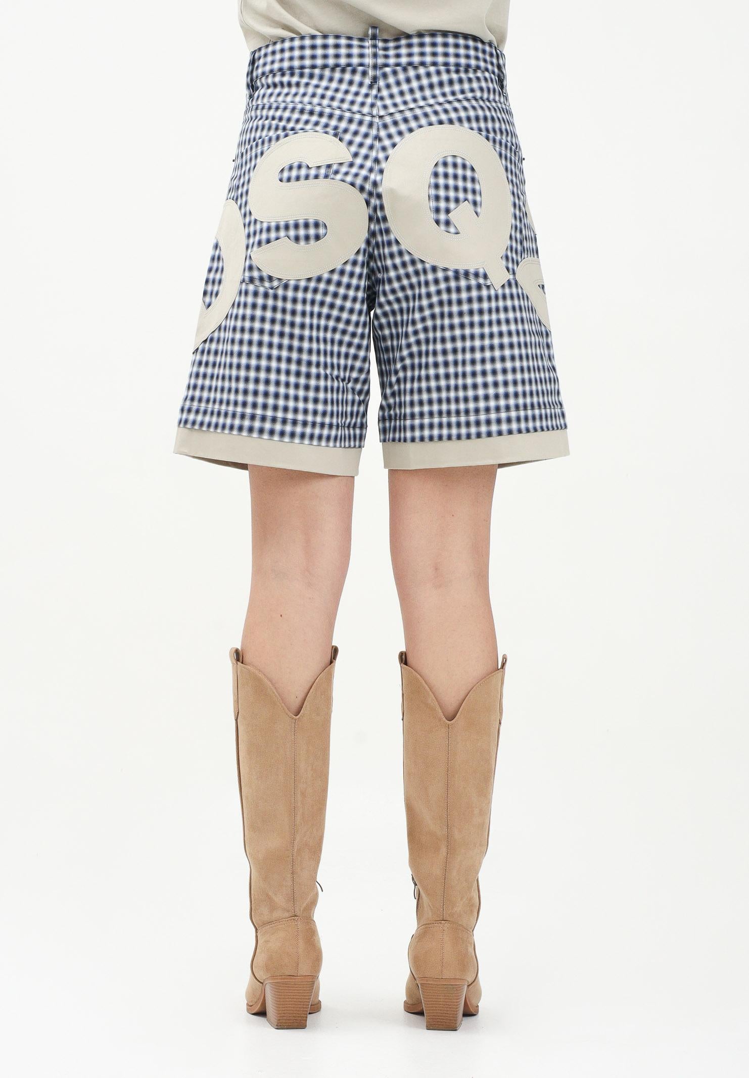 DSQUARED2 Bermuda a quadretti blu e bianchi per donna, ragazzi e bambini rifinito da logo DQ2718D0ABP DQ870 DSQUARED2