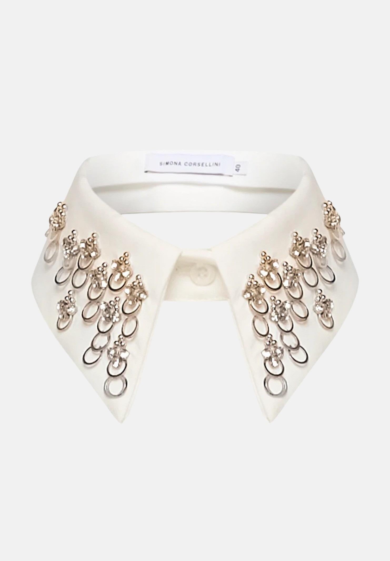SIMONA CORSELLINI Colletto bianco da donna con applicazione decorativa A25CPCE00201-C00230 V0718 SIMONA CORSELLINI