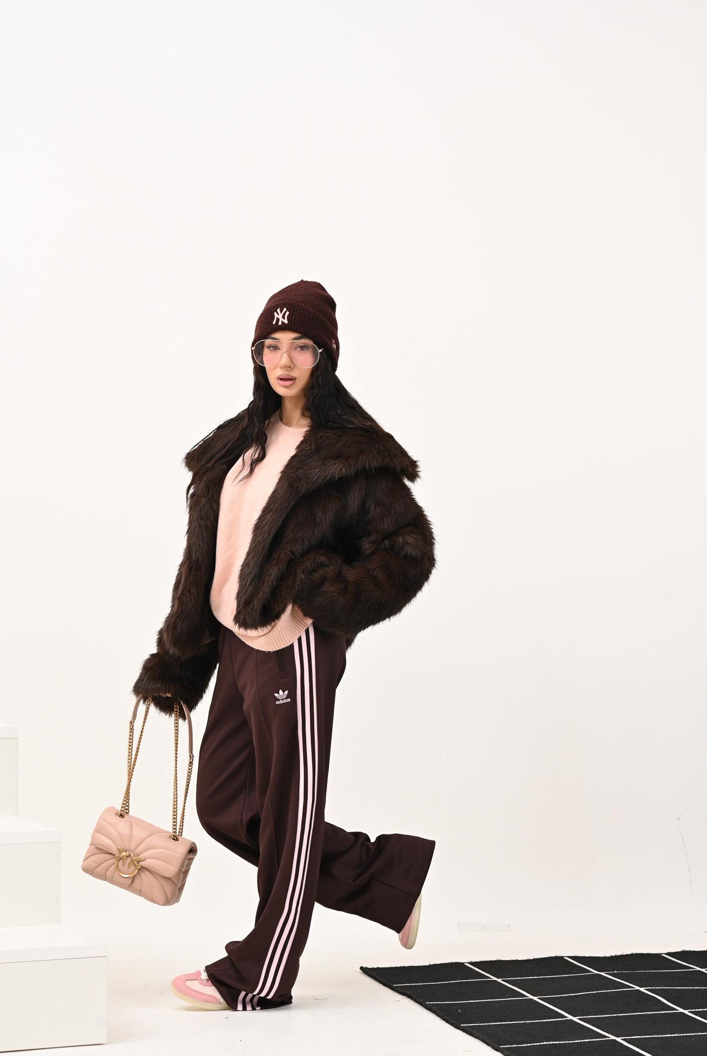 ADIDAS ORIGINALS Pantalone sportivo adicolor Classic Firebird Loose marrone e rosa da donna IR6093 ADIDAS ORIGINALS