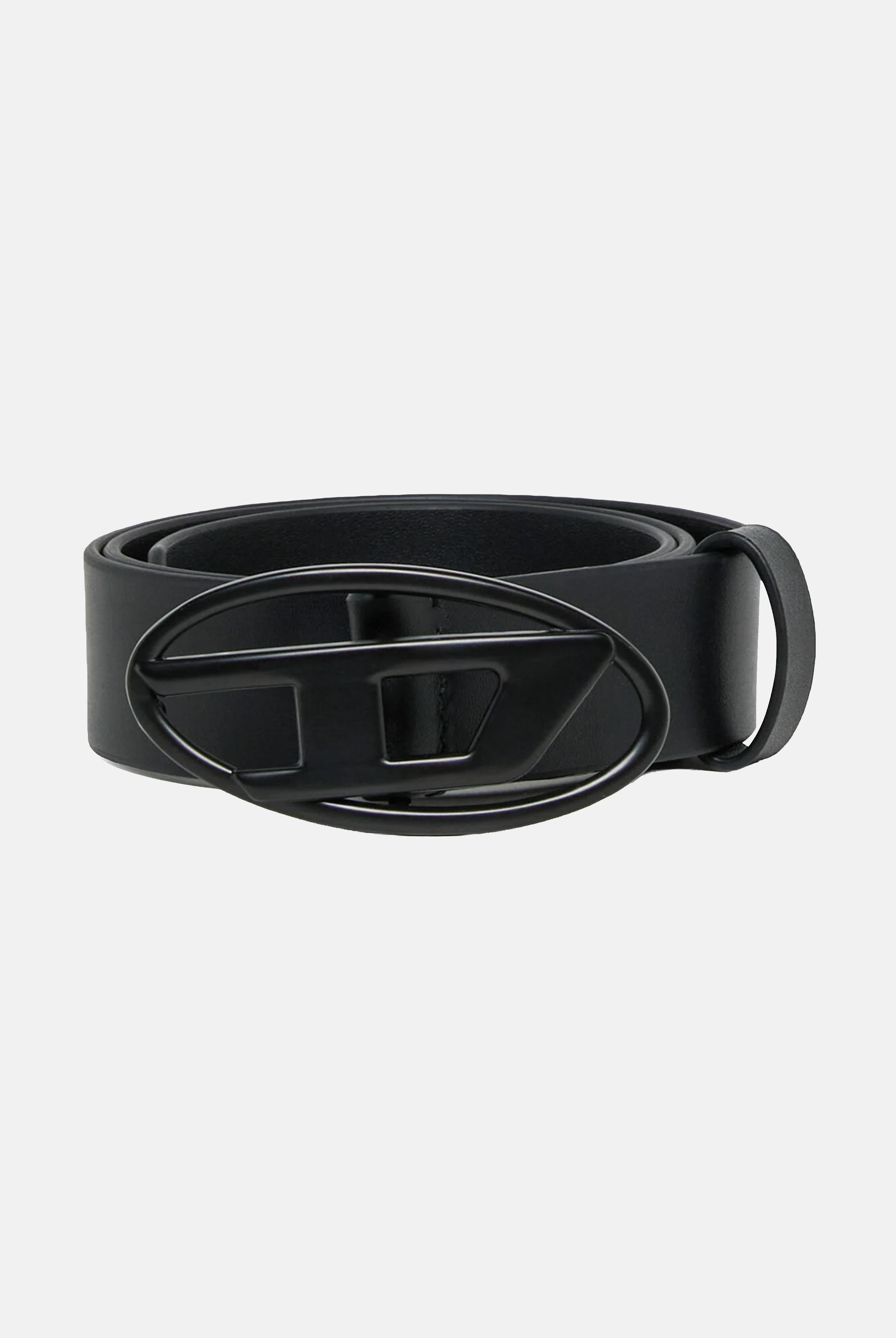 DIESEL Cintura nera per uomo e donna arricchita da fibbia con logo Oval J02595KXBLR K900 DIESEL