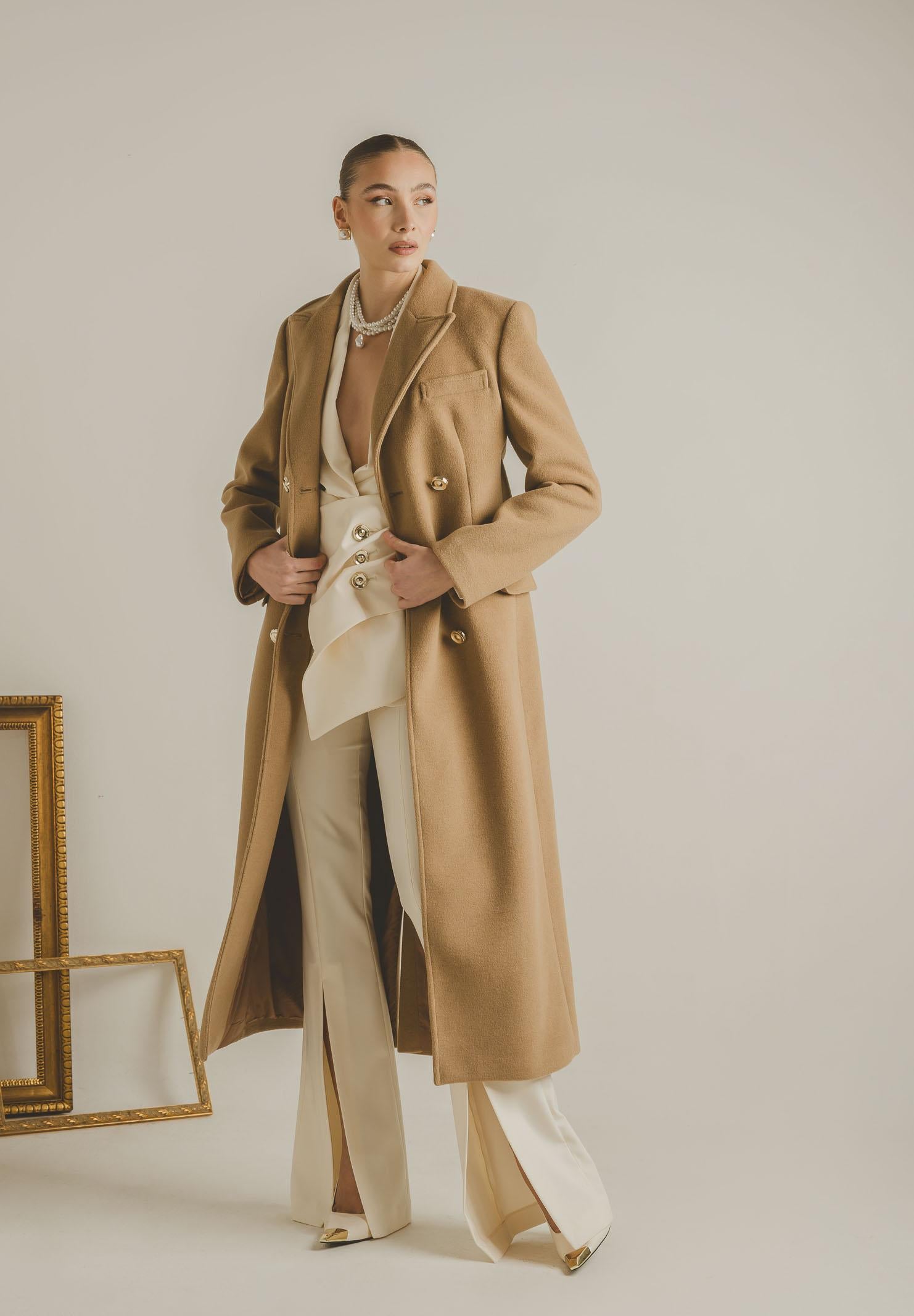 SANTAS Cappotto lungo ÉCLIPSE beige da donna PV2623 BE SANTAS
