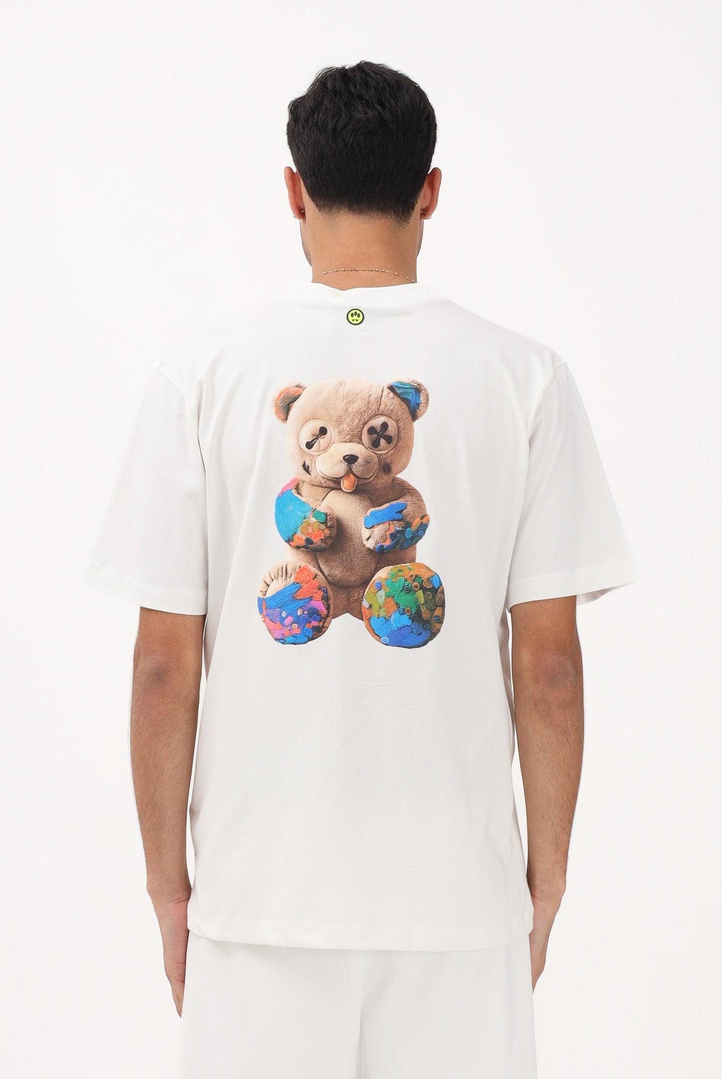 BARROW T-shirt a manica corta bianca per uomo e donna con maxi stampa teddy S6BWUATH076 412 BARROW