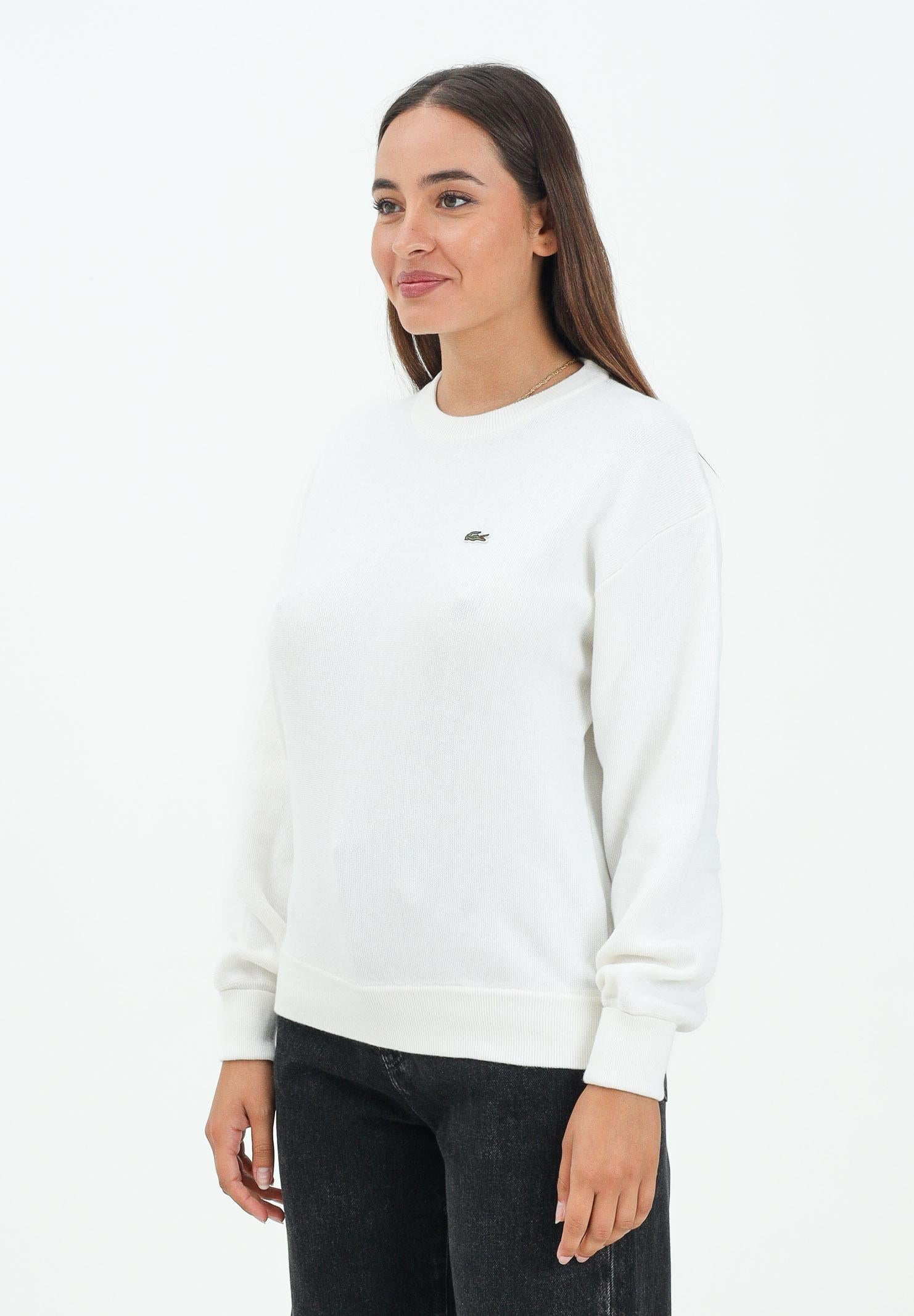 LACOSTE Maglioncino girocollo bianco da donna con logo AF4158 70V LACOSTE