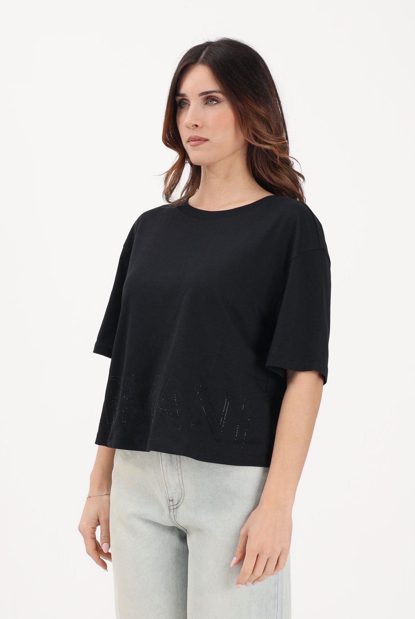 ARMANI EXCHANGE T-shirt a manica corta nera da donna con logo XW001709AF17172 UC001 ARMANI EXCHANGE