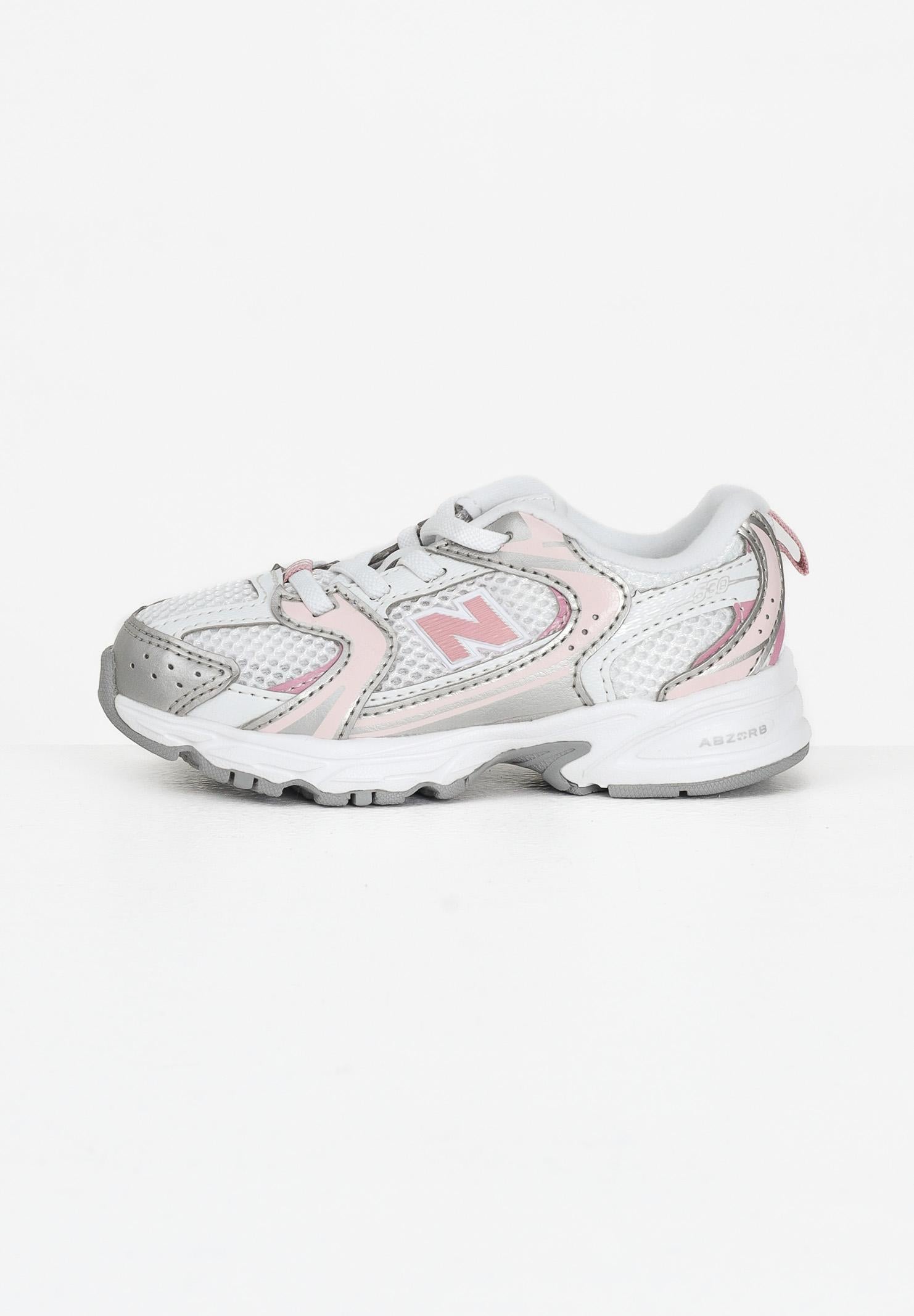 NEW BALANCE Sneakers 530 Bungee bianche, argento e rosa da neonato IZ530EC NEW BALANCE