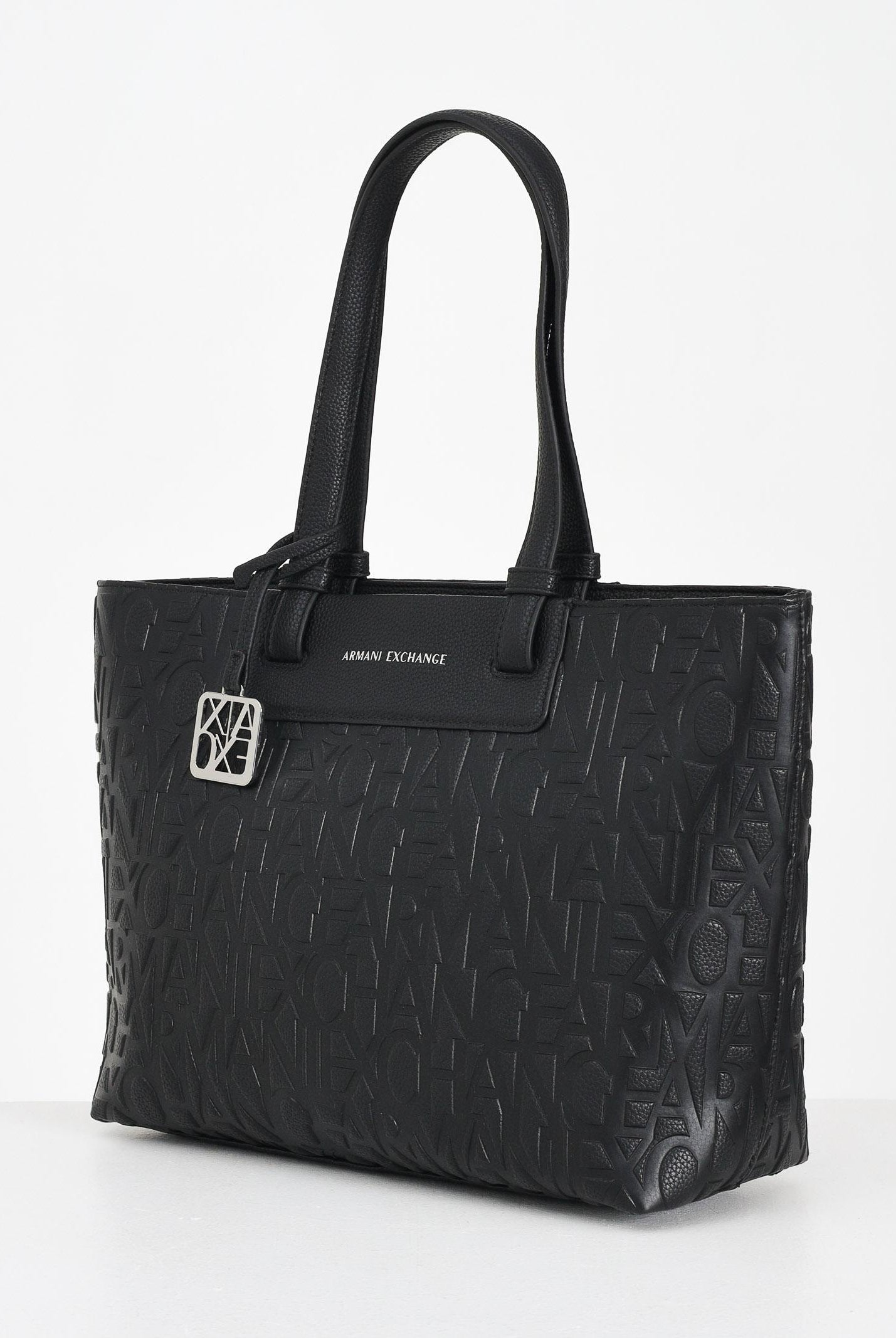 ARMANI EXCHANGE Shopper a spalla nera da donna con logo all-over XW001481AF15774 UC001 ARMANI EXCHANGE