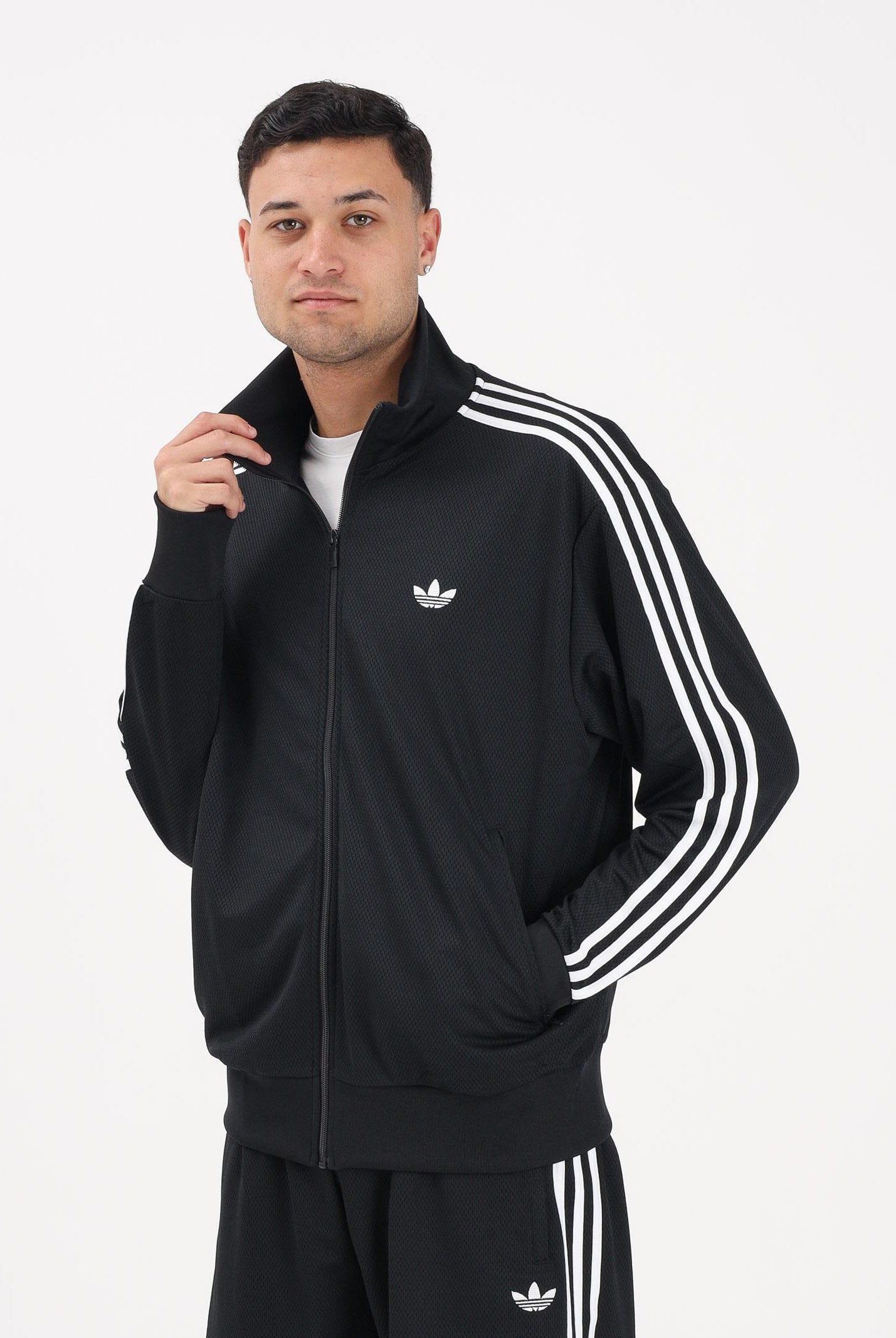 ADIDAS ORIGINALS Felpa con zip Firebird Adicolor Mesh nera da uomo KE0782 . ADIDAS ORIGINALS