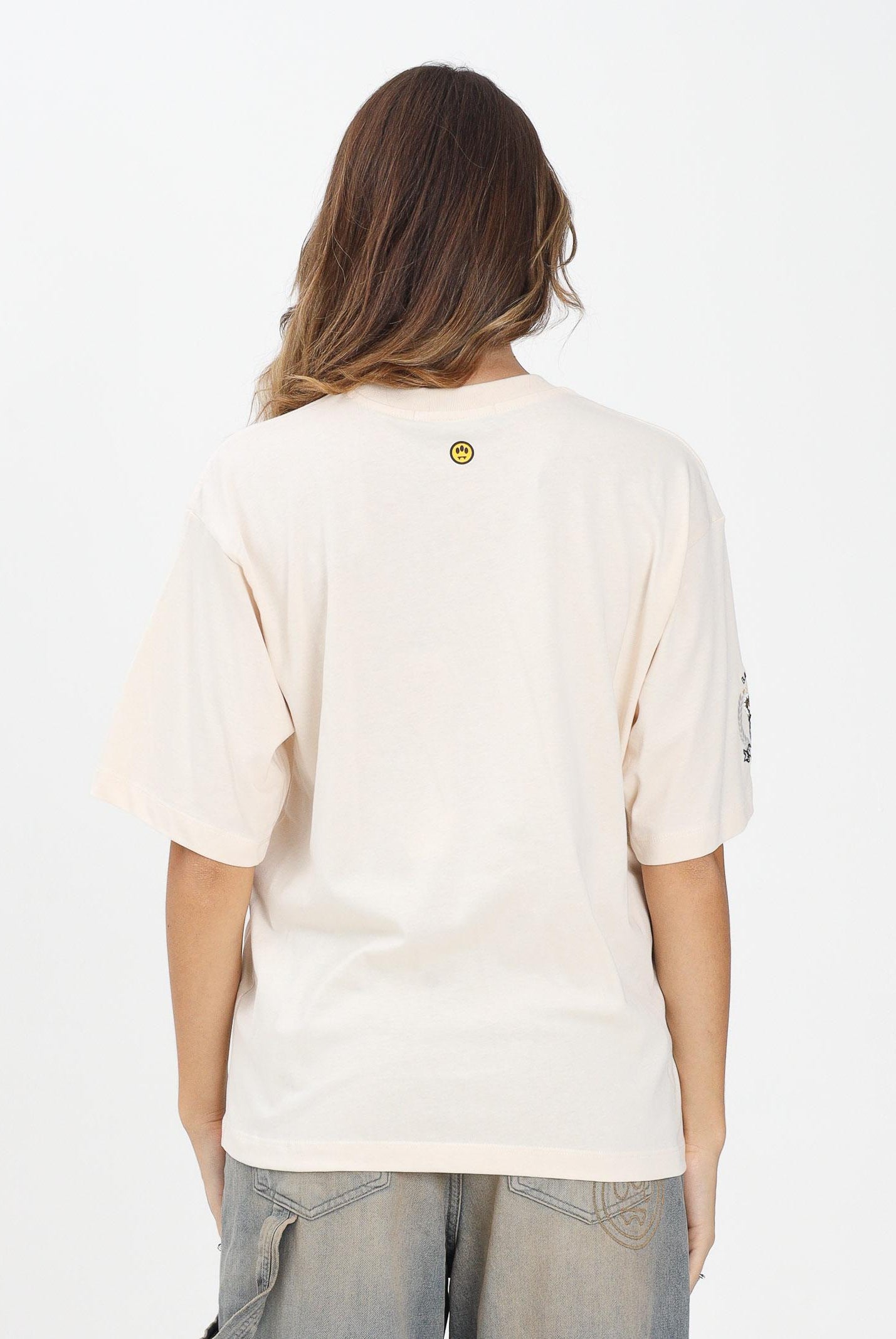 BARROW T-shirt a manica corta crema per uomo e donna con stampa Napoli F5BWUATH076 013 BARROW