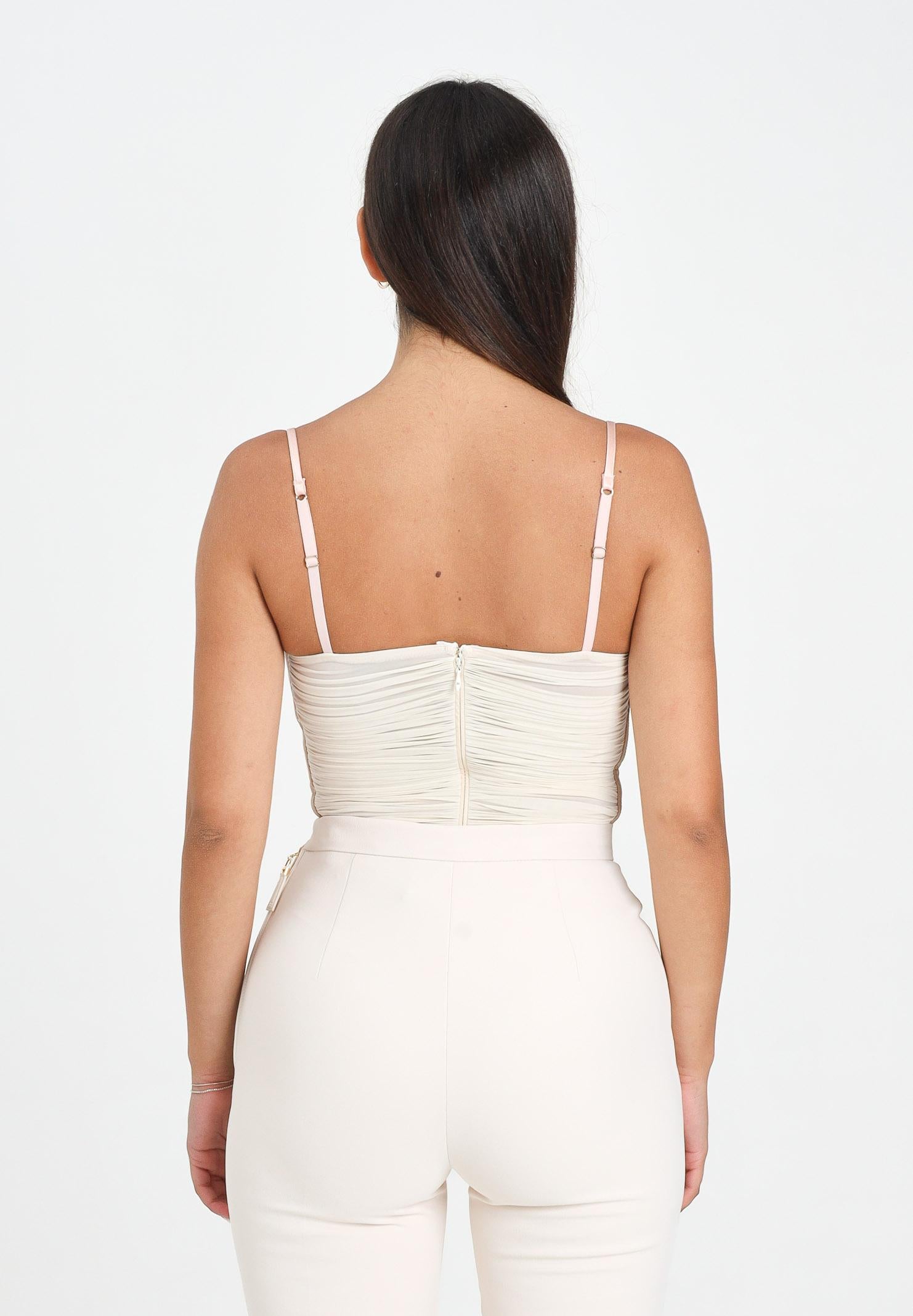 ELISABETTA FRANCHI Body panna da donna con drappeggi BO00456E2 DZ9 ELISABETTA FRANCHI