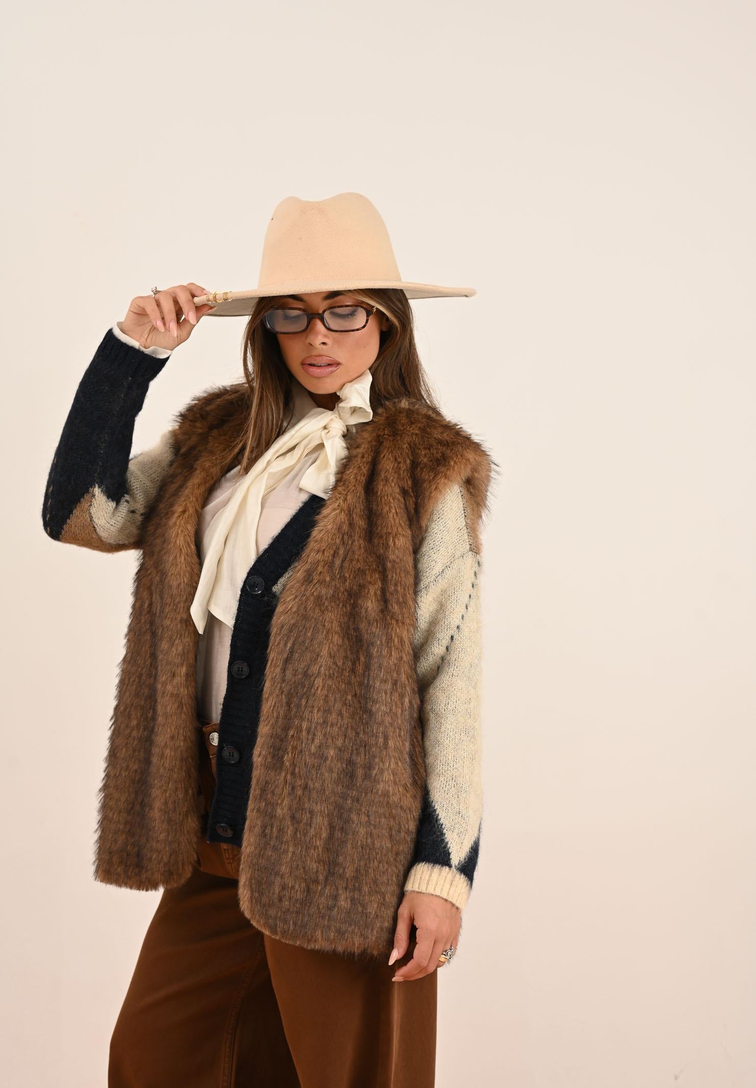 ONLY Pelliccia smanicata marrone da donna 15354308 Tannin ONLY