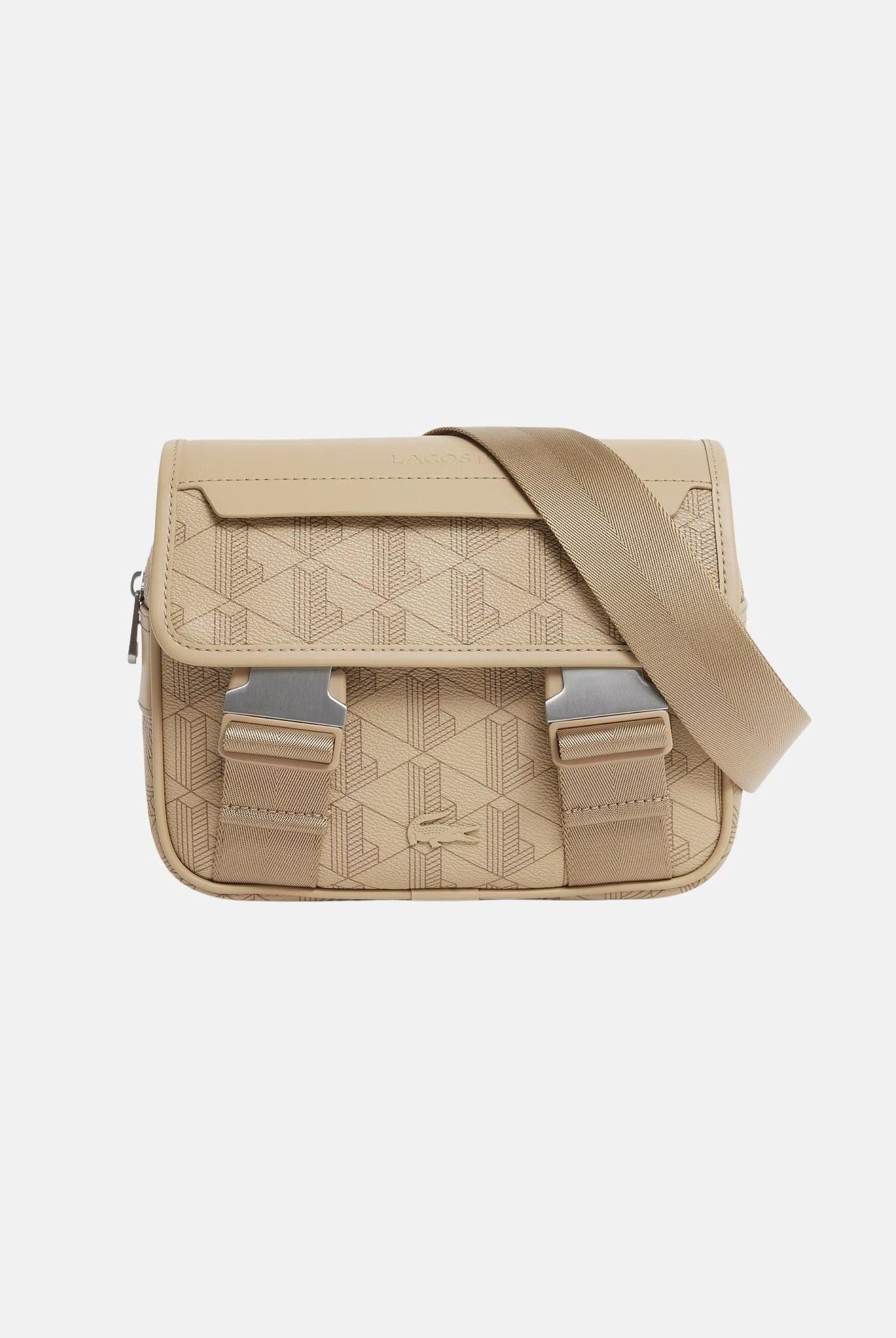 LACOSTE Borsa a tracolla beige per uomo e donna con monogramma The Blend NH3787 R59 LACOSTE