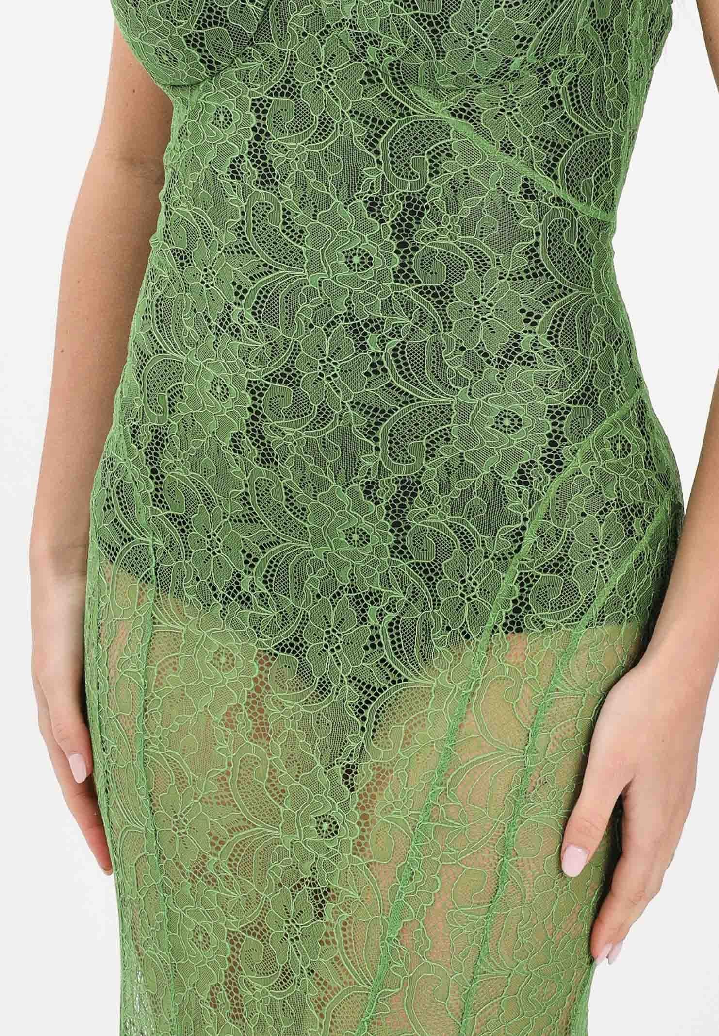 ELISABETTA FRANCHI Abito lungo verde da donna in pizzo floreale ABR0862E2 FA1 ELISABETTA FRANCHI
