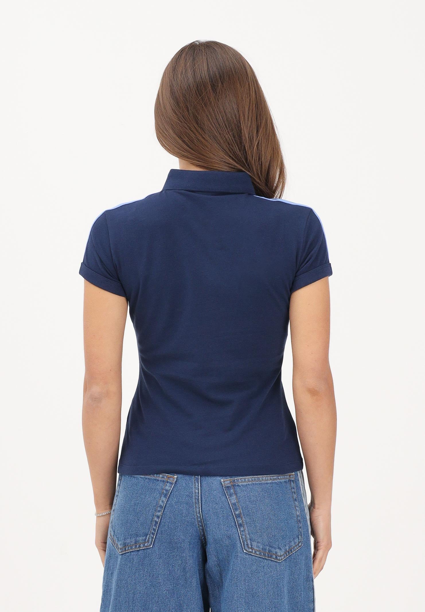 ADIDAS ORIGINALS Polo a manica corta 3 STRIPES blu da donna KS4762 . ADIDAS ORIGINALS