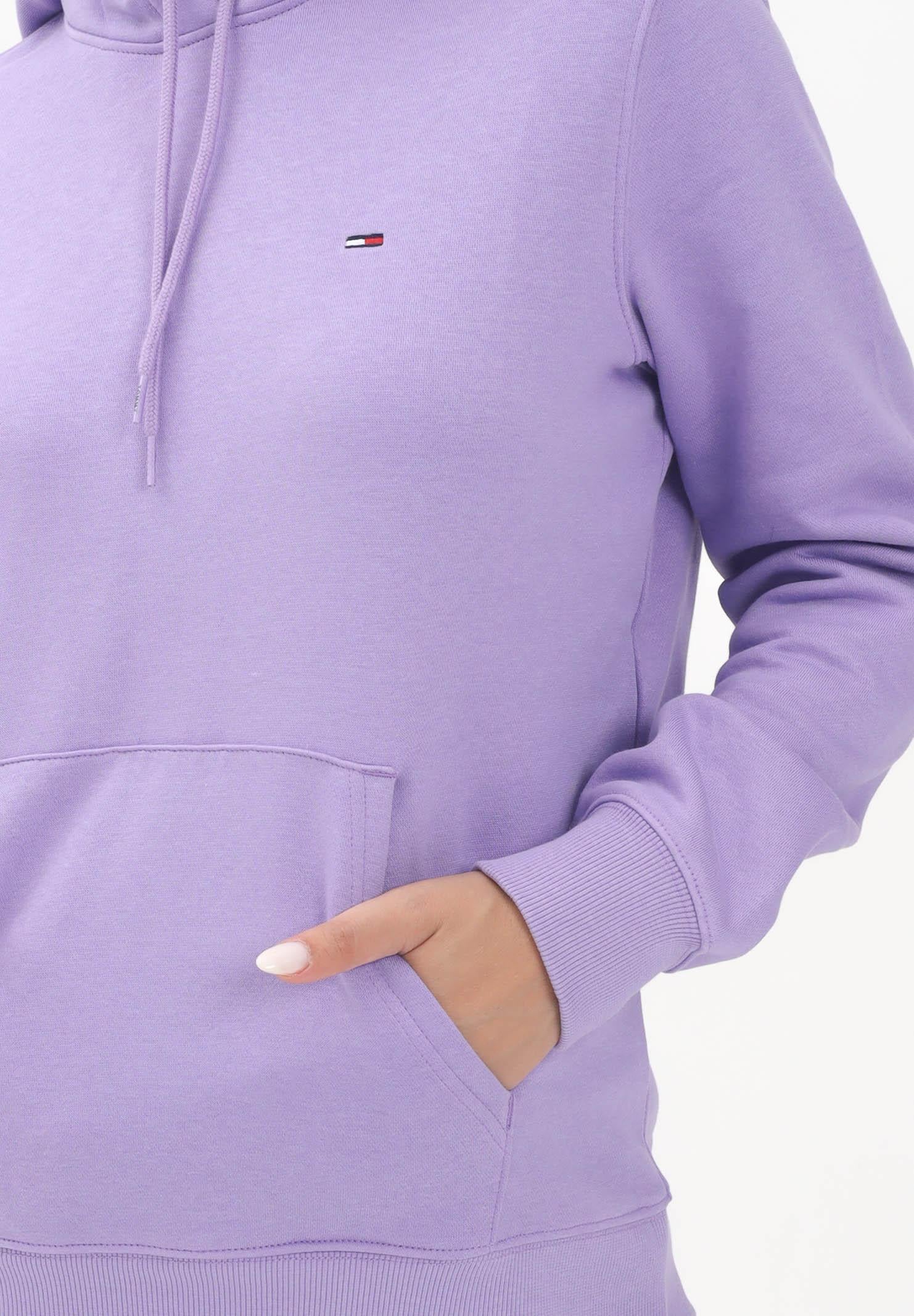 TOMMY JEANS Felpa con cappuccio lilla da donna rifinita da logo DW0DW19958W0E TOMMY JEANS