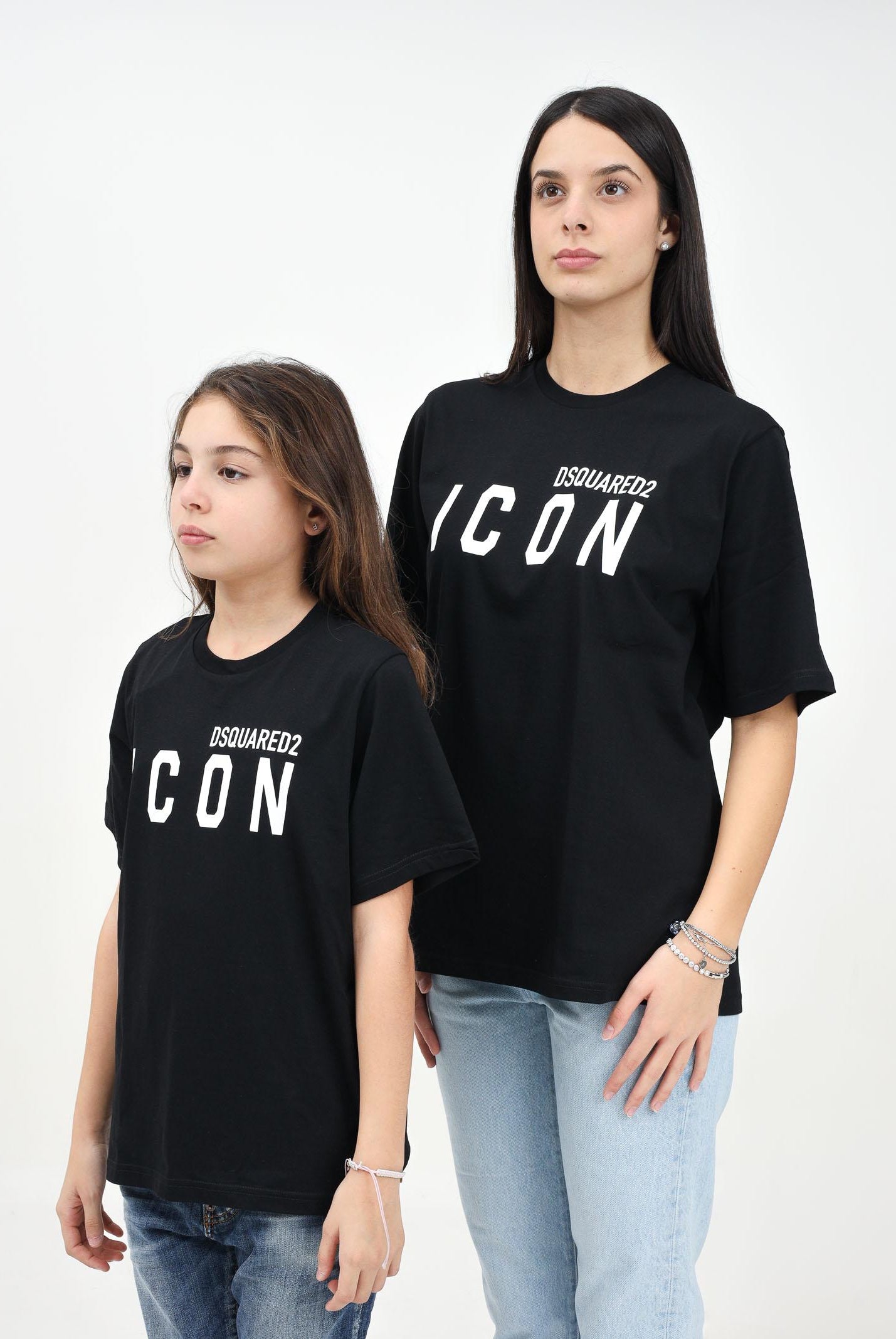 DSQUARED2 T-shirt a manica corta nera per donna e bambina con stampa logo DQ2668D004G DQ900 DSQUARED2