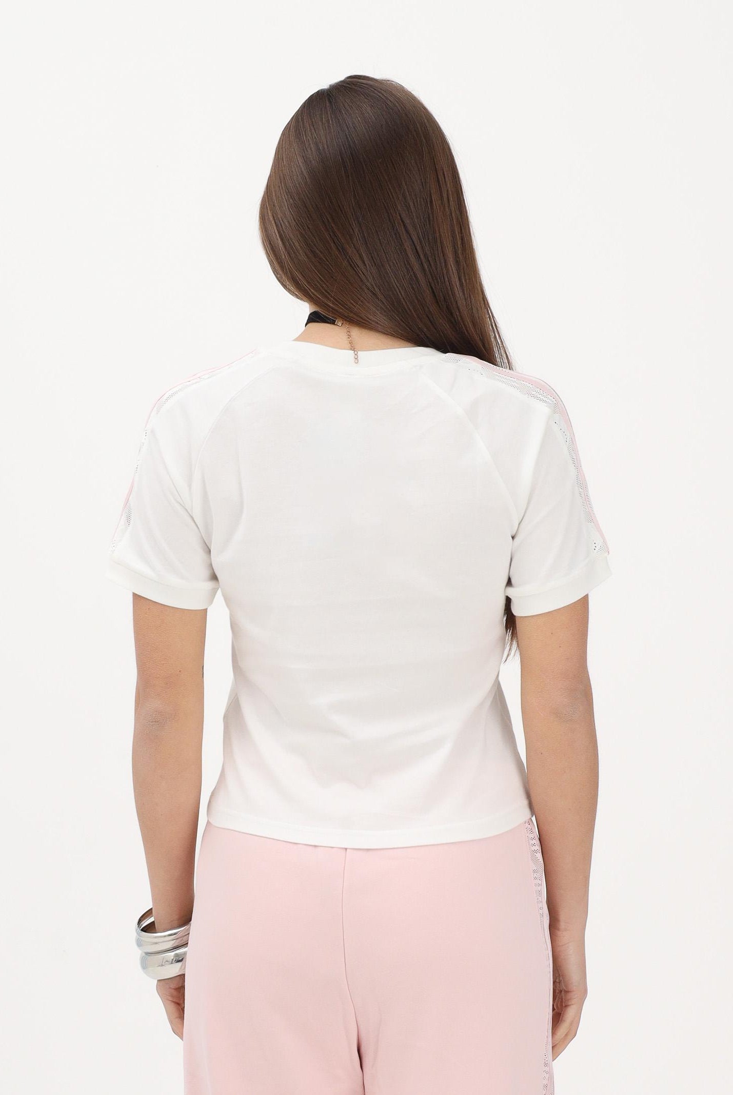 ADIDAS ORIGINALS T-shirt a manica corta LACE CALI bianca da donna KG3609 . ADIDAS ORIGINALS