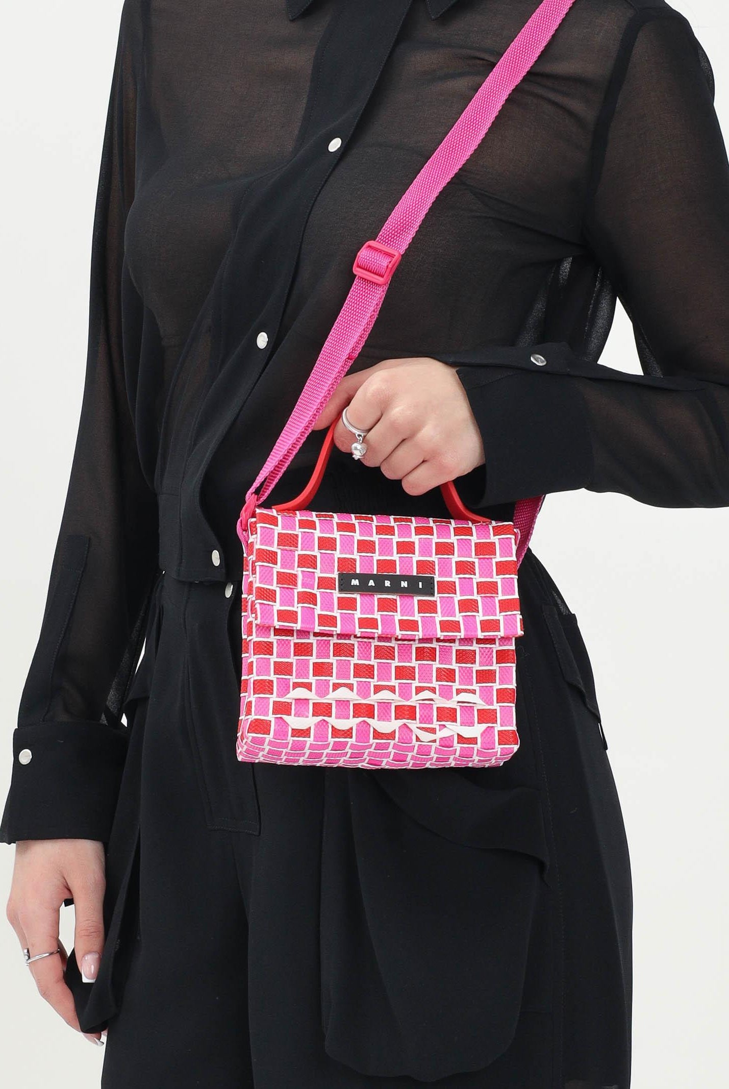 MARNI Borsa a mano Joy Macro fucsia e rossa da donna M01481M00IW 0MC69 MARNI